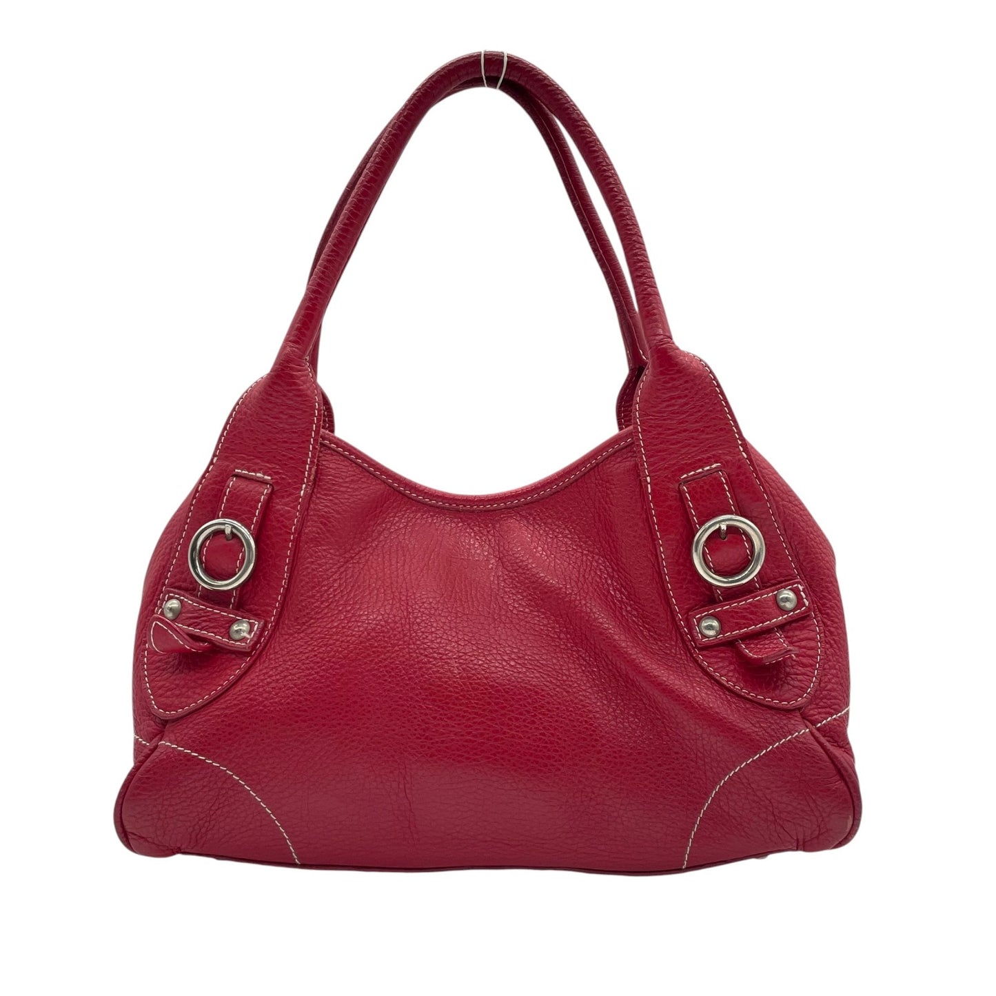 フルラ FURLA レザー ハンドバッグ トートバッグ ショルダー付き 赤 レッド シルバー金具 S93