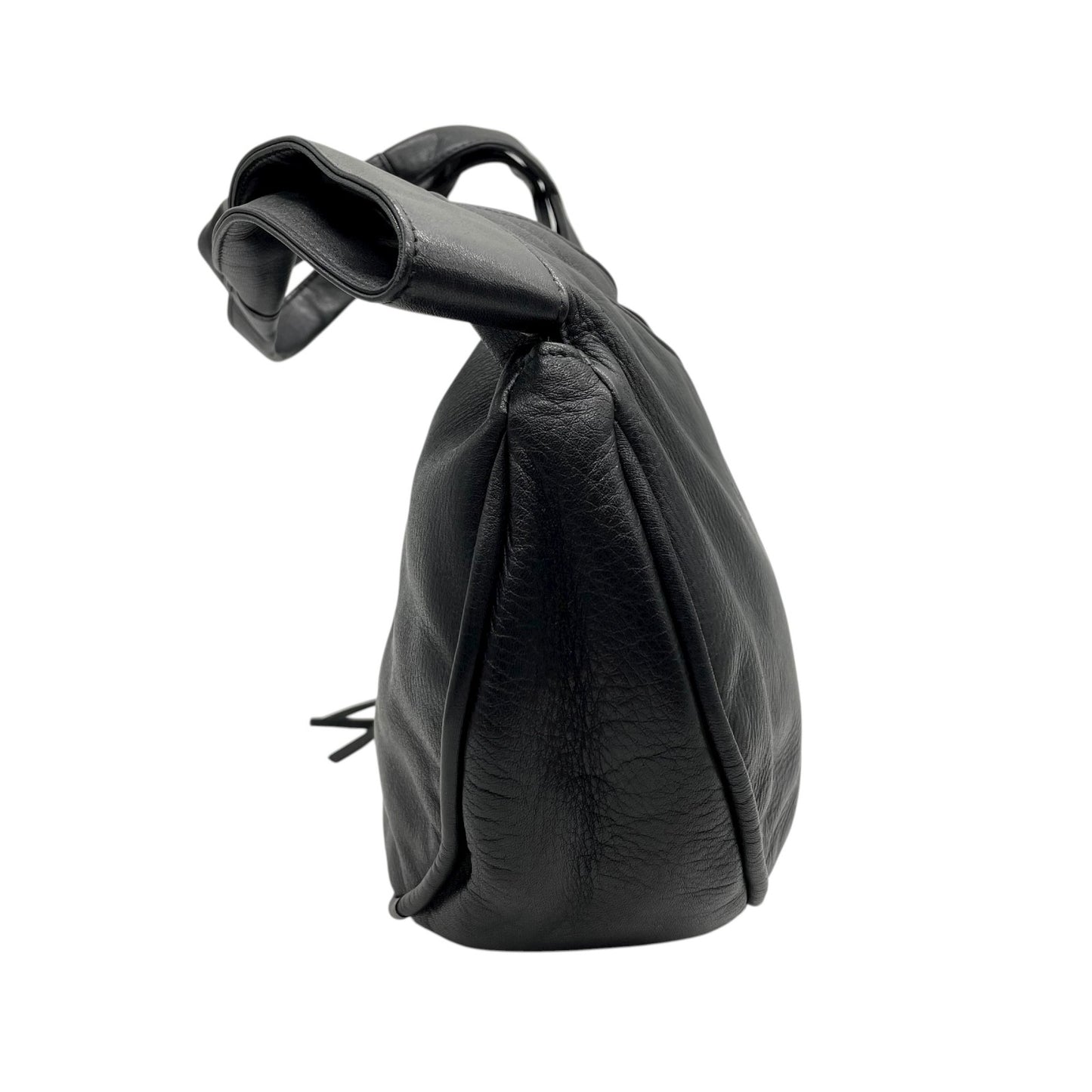 未使用級 ヴィヴィアンウエストウッド Vivienne Westwood オーブ ロゴ ハンドバッグ ワンショルダー ホーボーバッグ タッセル付き フリンジ 黒 ブラック レザー ゴールド金具 C8