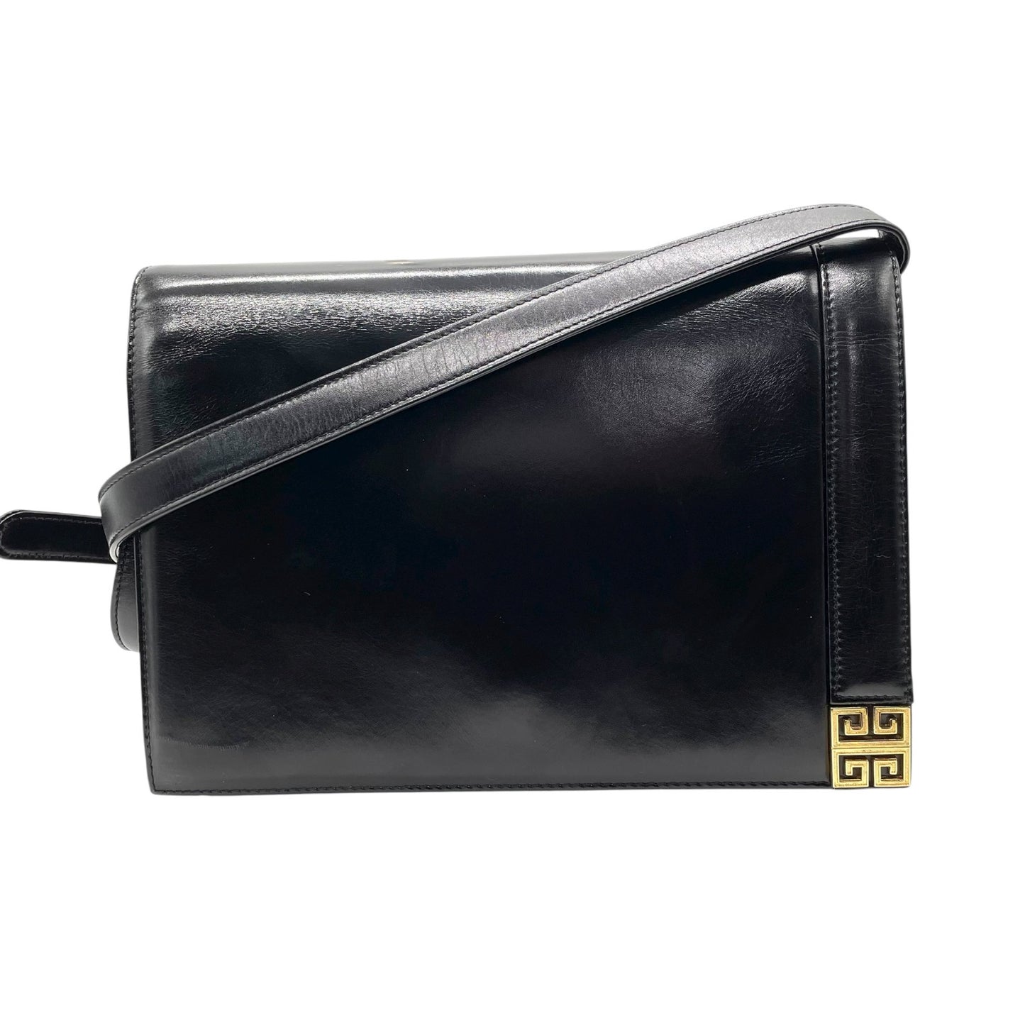 ジバンシィ GIVENCHY ジバンシー ショルダーバッグ レザー 黒 ブラック ゴールド金具 ロゴ ヴィンテージ C5