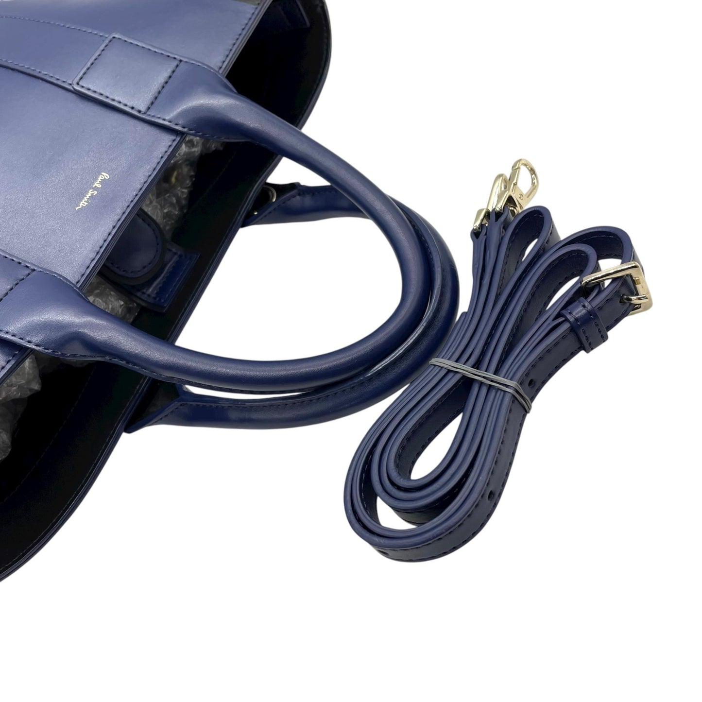 美品 ポールスミス Paul Smith レザー トートバッグ ショルダー 2WAY 紺 ブルー ネイビー 緑 グリーン バイカラー ビジネスバッグ C13