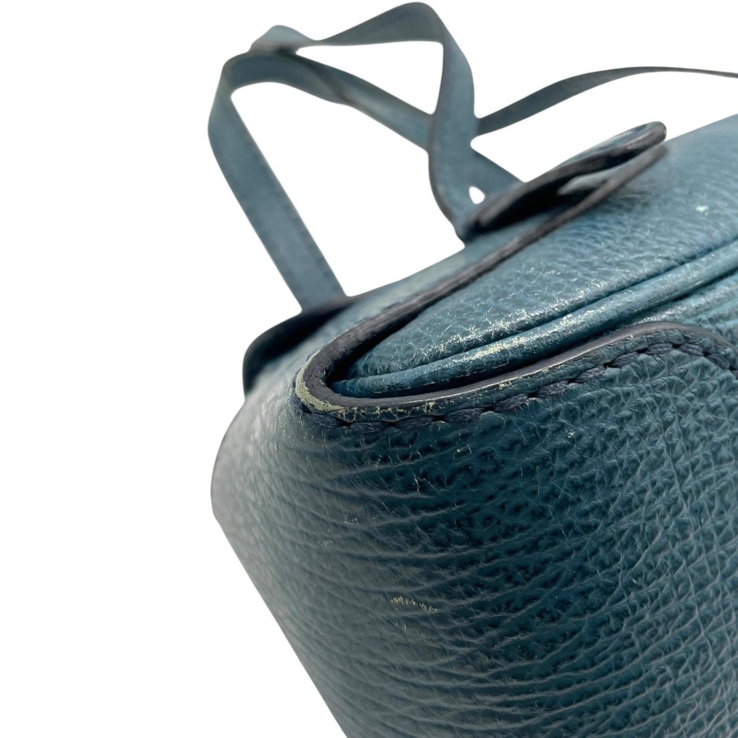 トッズ TOD’S ハンドバッグ ミニボストン グレインレザー 青 ブルー シルバー金具 レディース A7