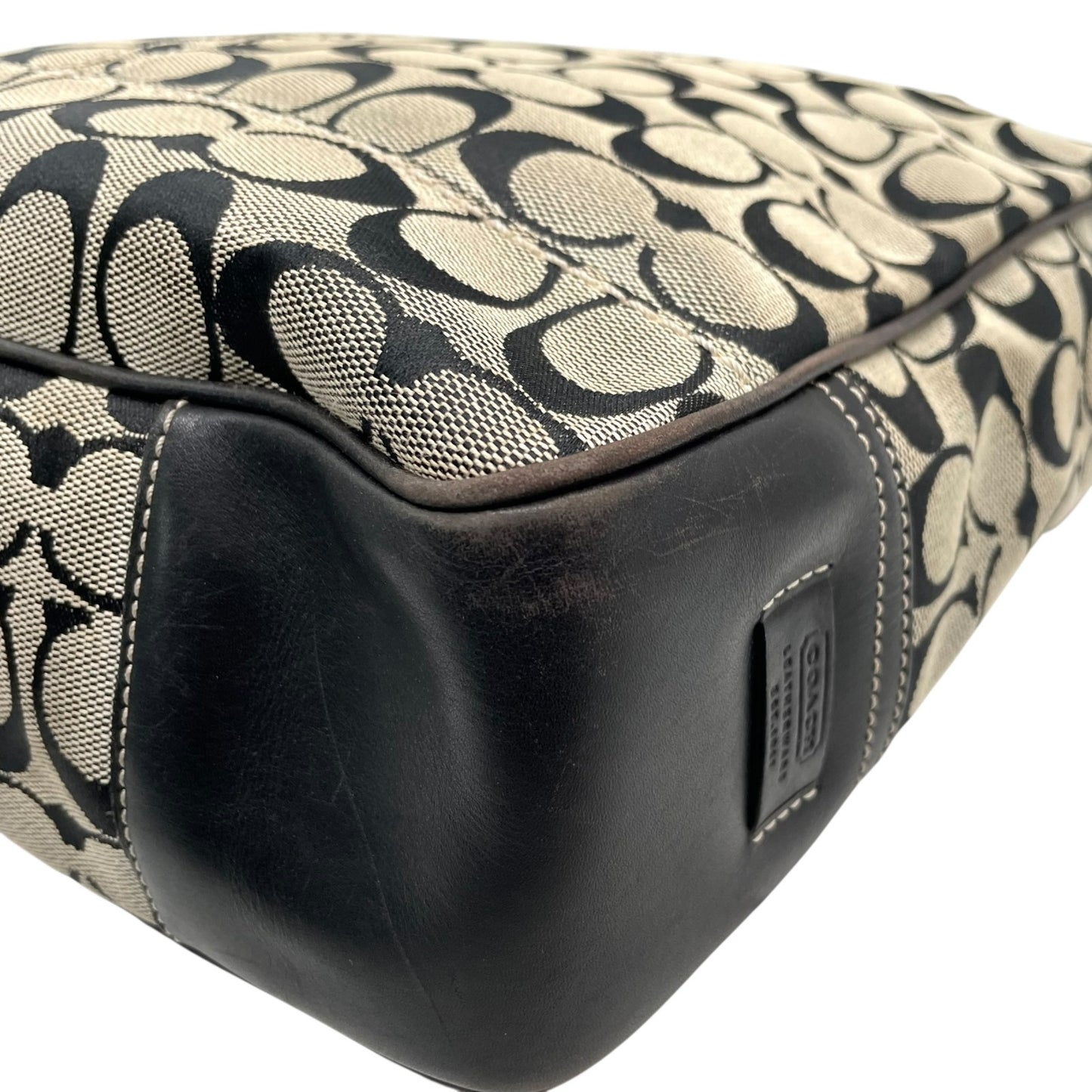 コーチ COACH シグネチャー トートバッグ ブラック 黒 ベージュ ジャガード キャンバス レザー 7069 T4