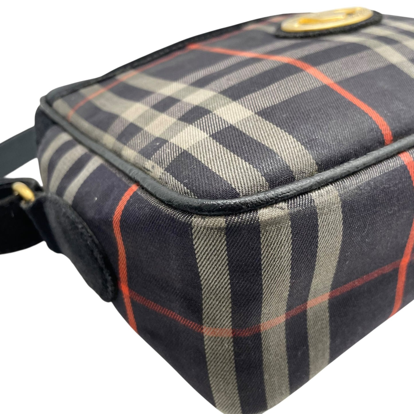 バーバリーズ Burberrys ノバチェック ショルダーバッグ ネイビー 紺 ゴールド金具 ヴィンテージ ロゴエンブレム B3