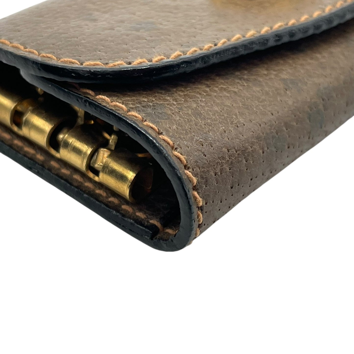 グッチ GUCCI キーケース 3連 三つ折り ブラウン 茶 レザー インターロッキングG ゴールド金具 オールドグッチ ヴィンテージ メンズ レディース M1