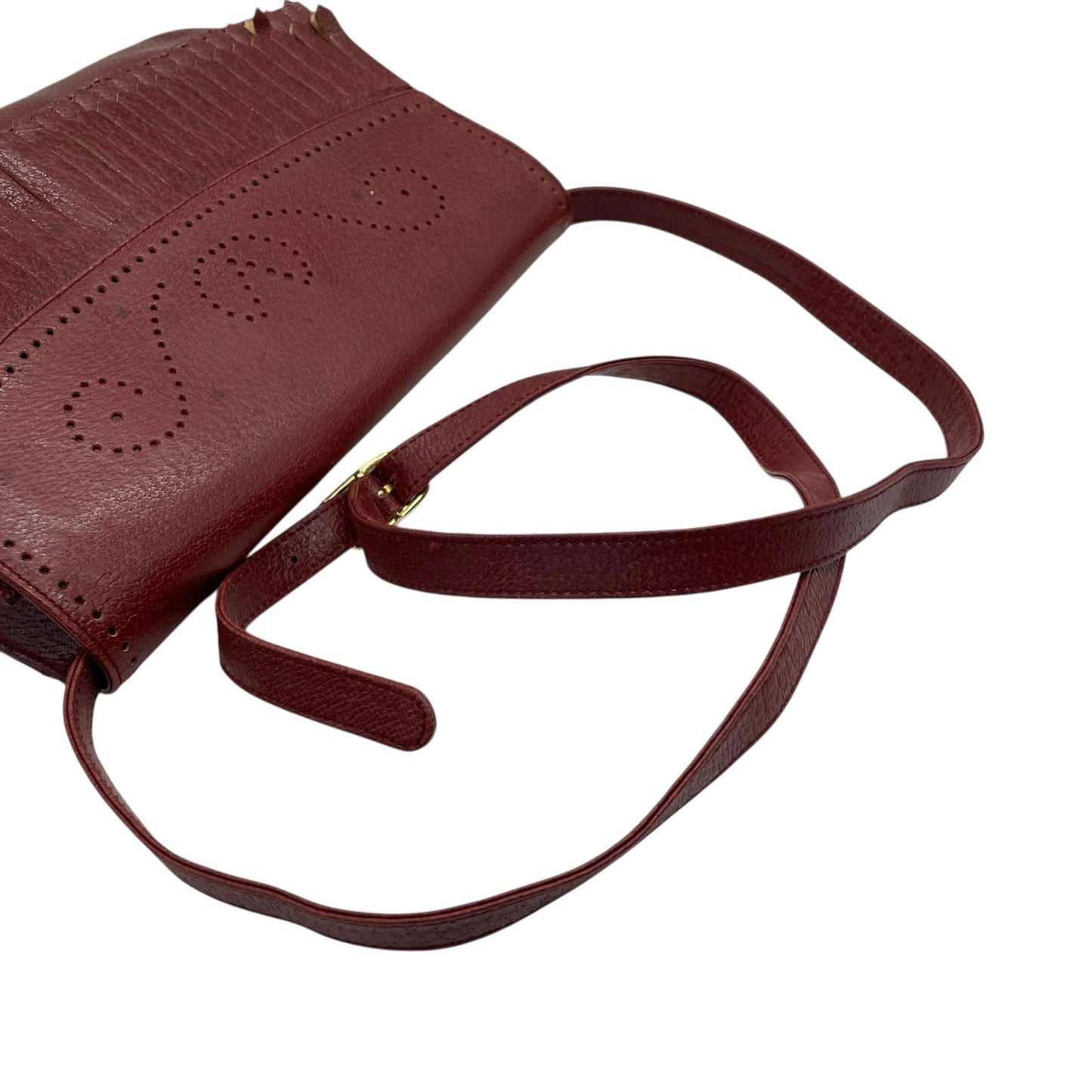 ヴァレンティノ ガラヴァーニ VALENTINO GARAVANI ショルダーバッグ メッセンジャーバッグ レッド ボルドー ワインレッド レザー フリンジ レディース S80