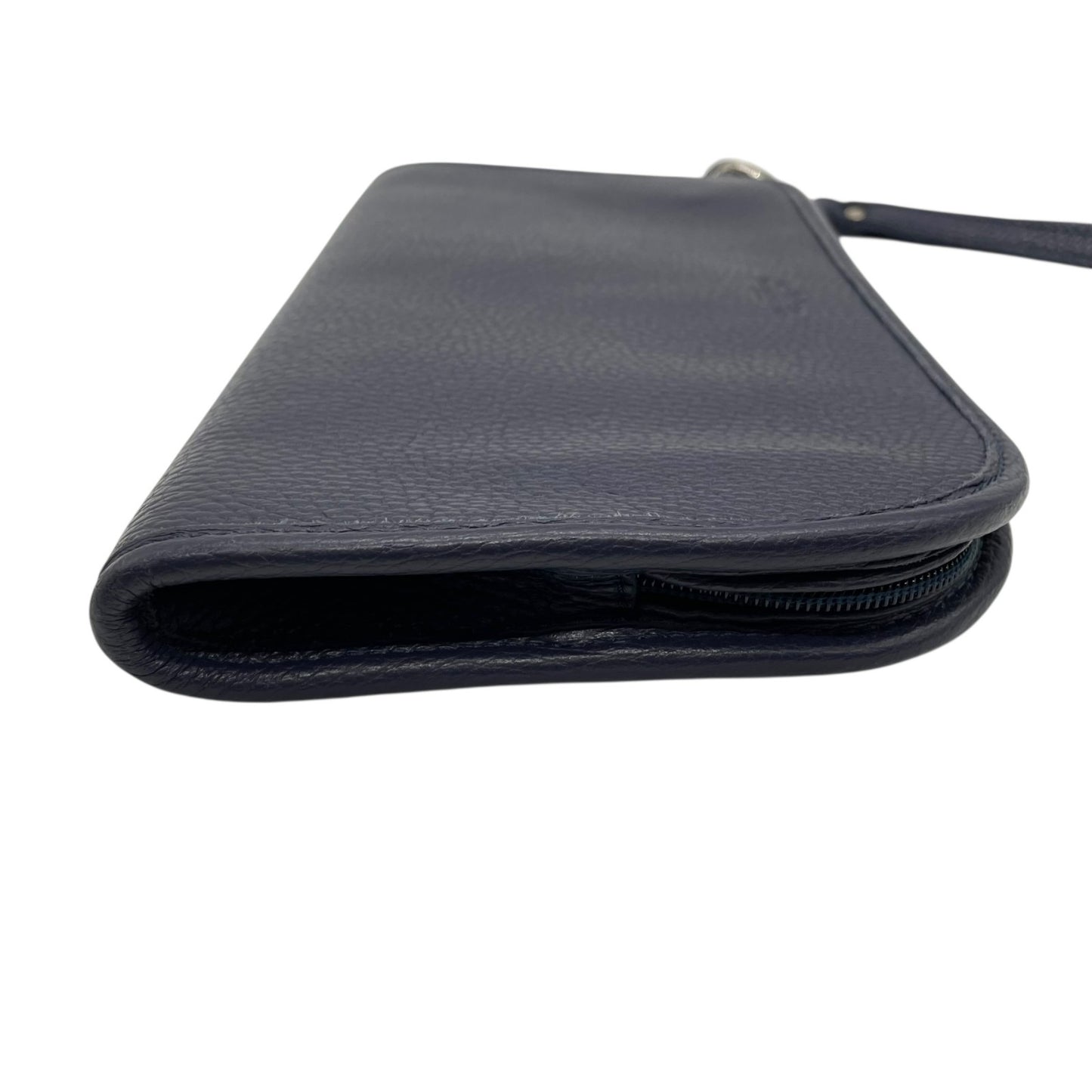 美品 トラモンターノ TRAMONTANO クラッチバッグ セカンドバッグ 紺 ネイビー レザー シボ革 シルバー金具 ストラップ付 メンズ S21