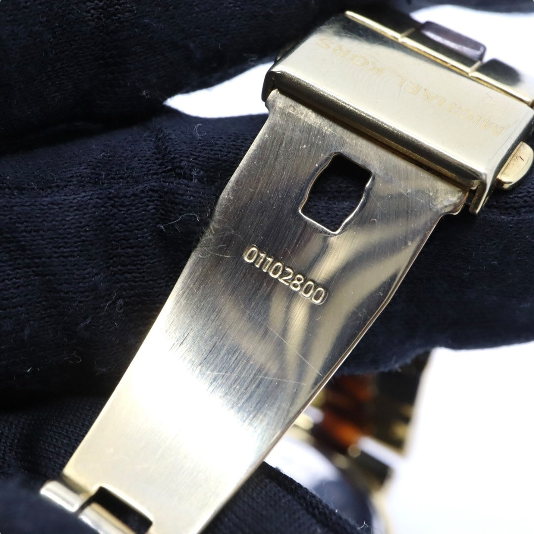 美品 電池交換済 クリーニング済 マイケルコース MICHAEL KORS 腕時計 MK-6471 レディースウォッチ クォーツ ゴールド べっ甲柄 ステンレススチール アナログ マルチファンクション エレガント クラシック ドレスウォッチ 稼働品 G3