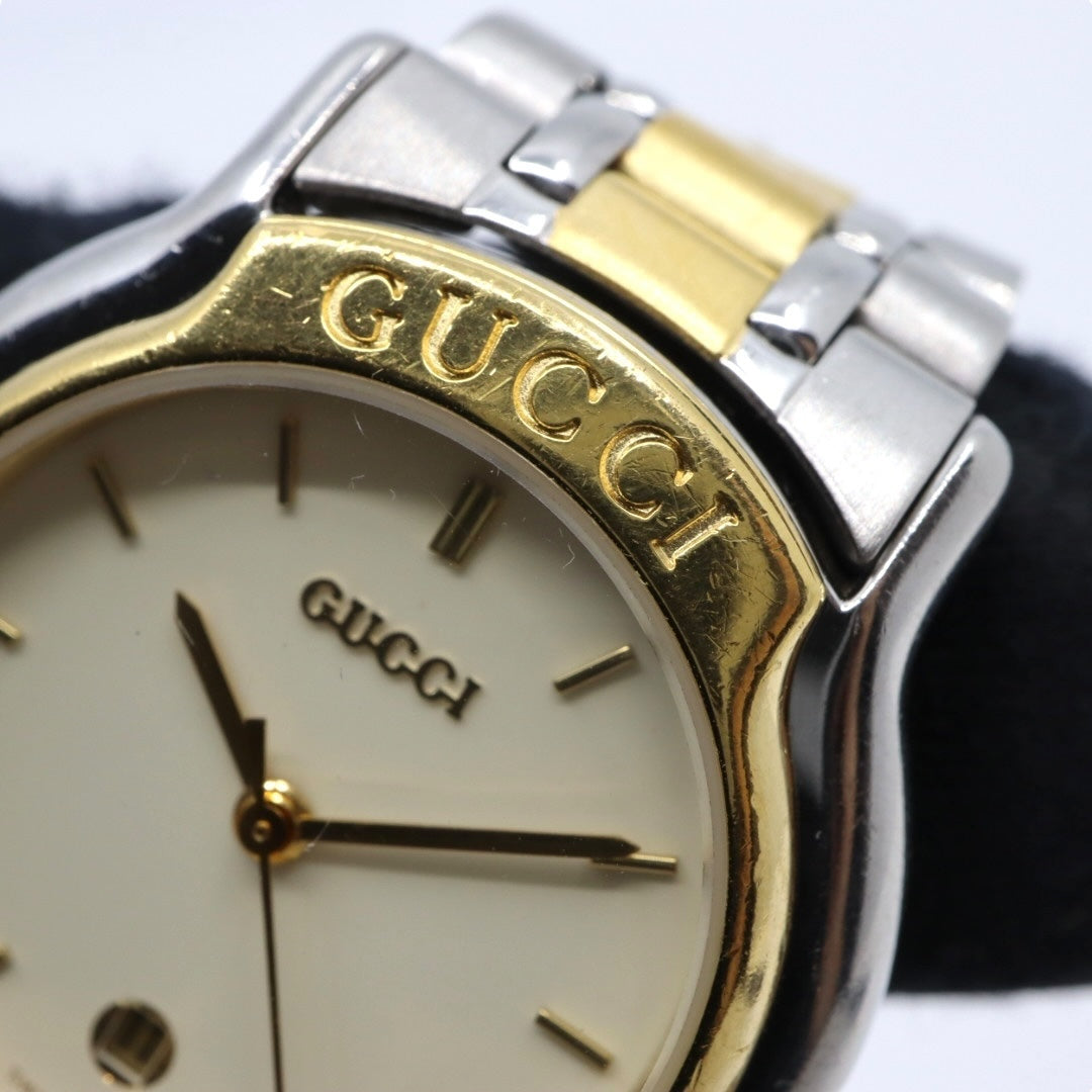 新品電池交換済 クリーニング済 グッチ GUCCI 8000L 腕時計 レディースウォッチ クォーツ コンビ シルバー ゴールド アイボリー文字盤 デイト表示 ステンレススチール クラシック エレガント ヴィンテージ ドレスウォッチ 稼働品 G3