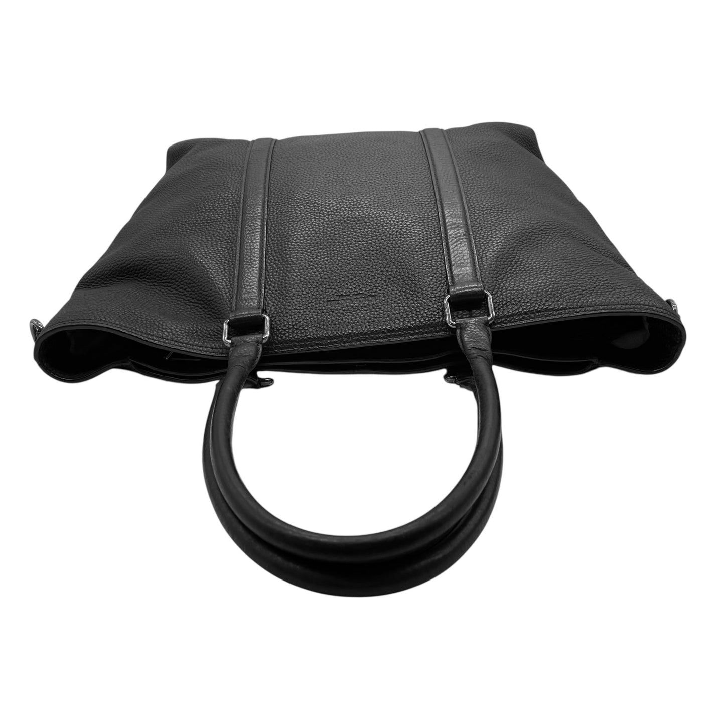 COACH コーチ 2WAY トートバッグ ショルダーバッグ 黒 ブラック レザー シボ革 シルバー金具 ロゴ 肩掛け可 斜め掛け可 ビジネス メンズ レディース J