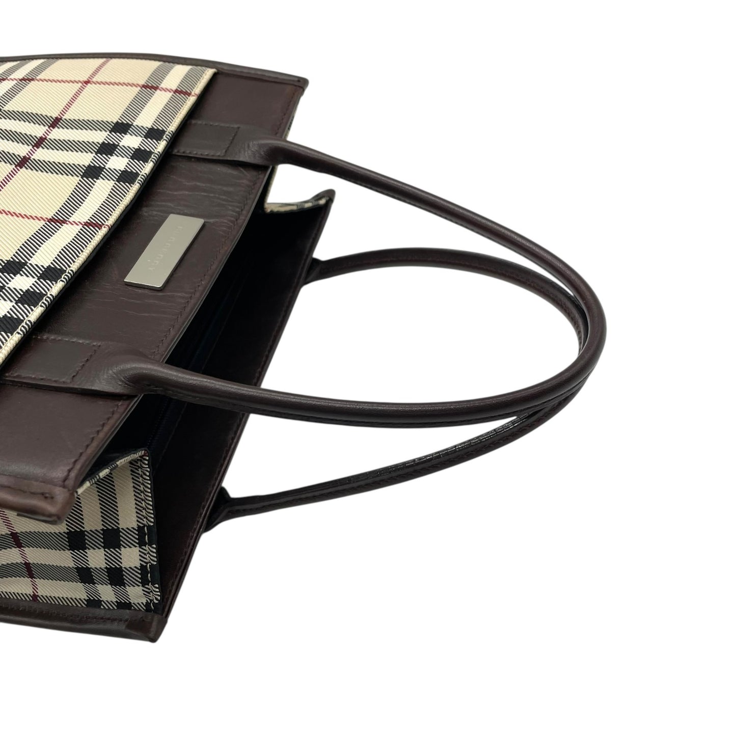 バーバリー BURBERRY トートバッグ ハンドバッグ ノバチェック ベージュ ブラウン 茶色 キャンバス レザー