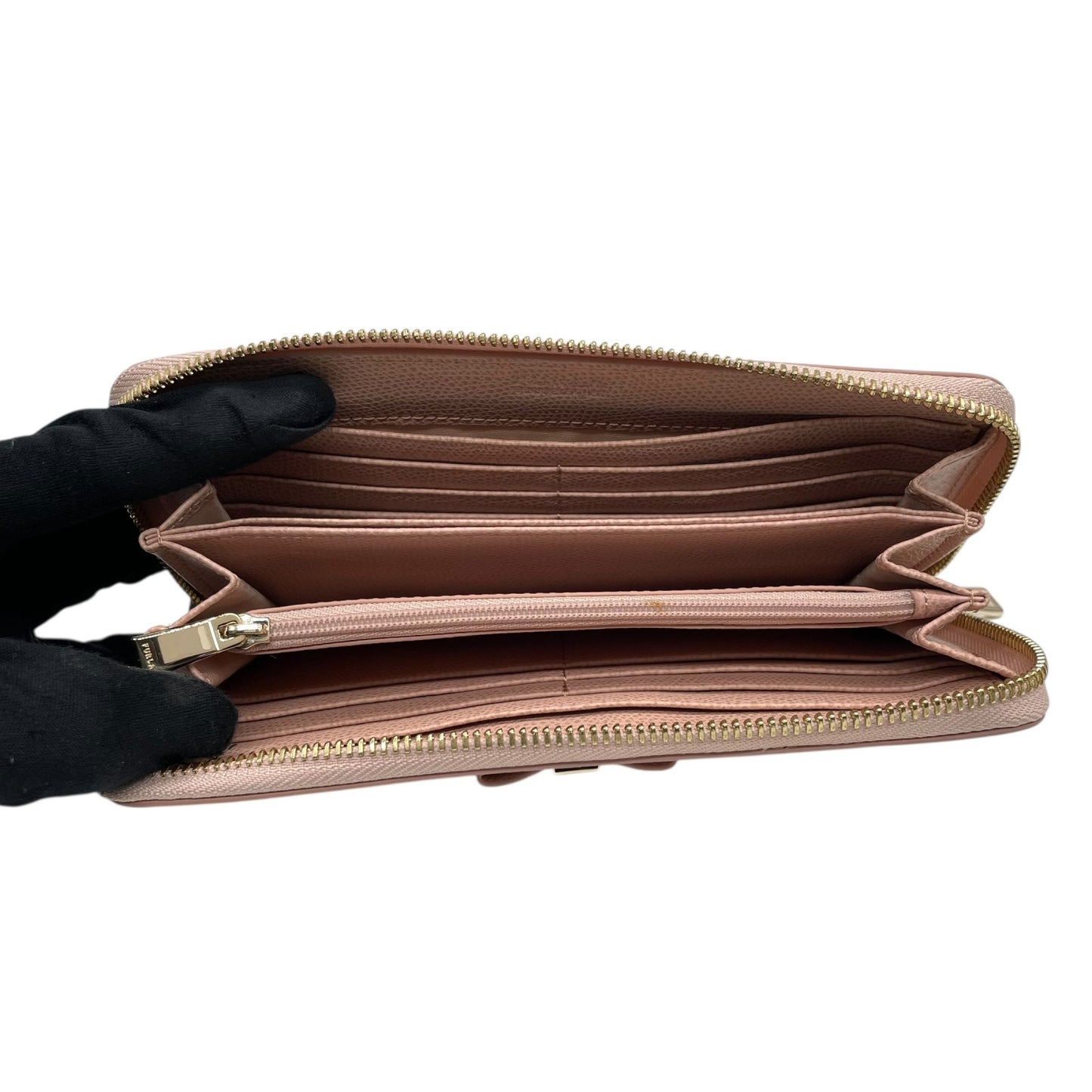 未使用級 美品 フルラ FURLA 長財布 バビロン リボンモチーフ ピンク レザー ラウンドファスナー ラウンドジップ 5