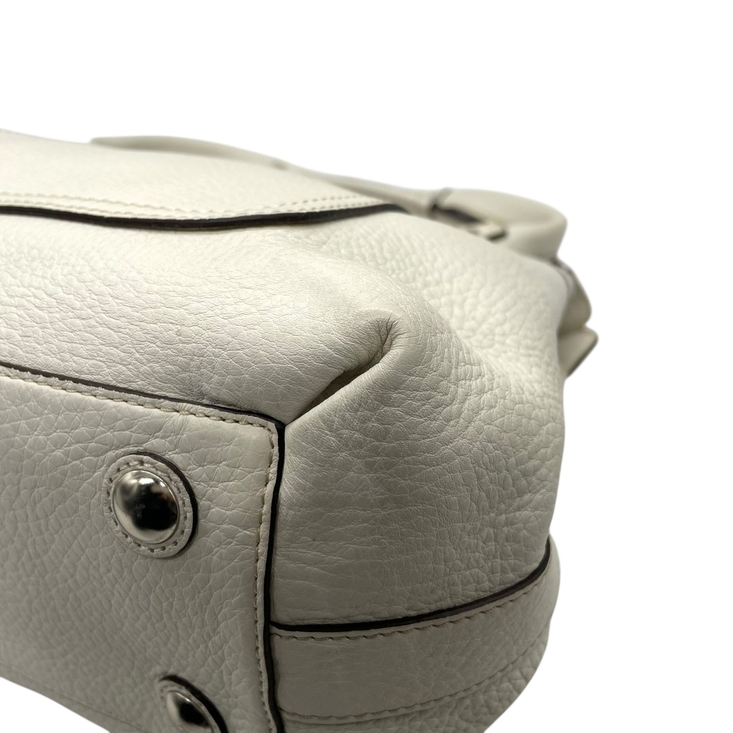 コーチ COACH トートバッグ 13160 ホワイト 白 レザー シルバー金具 ブラウン 茶色 チャーム付き A4対応 通勤 通学 S93