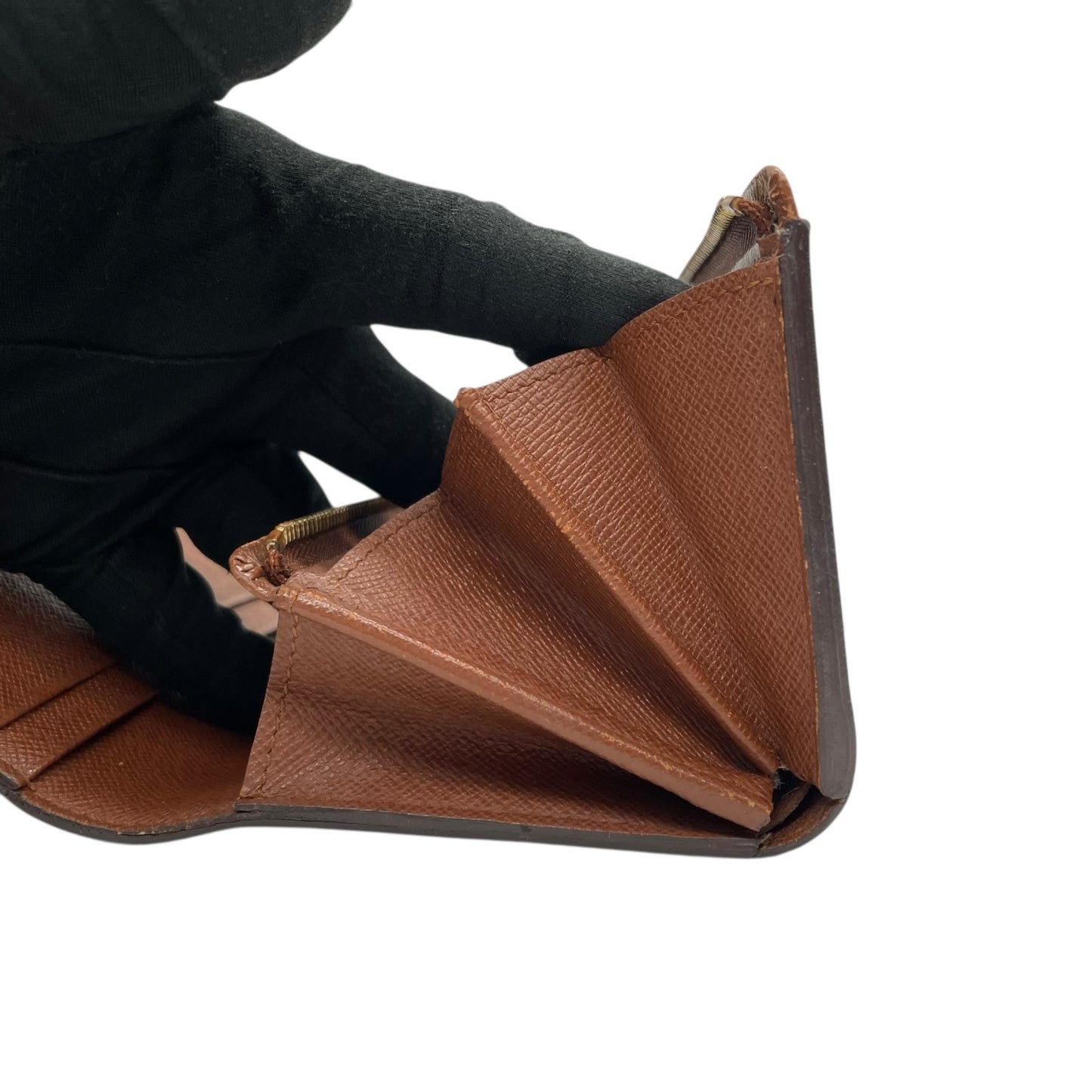 ルイ・ヴィトン LOUIS VUITTON LV モノグラム ポルトモネ ビエ トレゾール 三つ折り財布 M61730 茶色 ブラウン レザー PVC 金金具 ゴールド シリアル刻印 W1