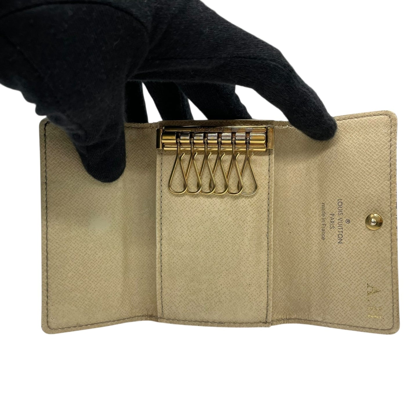 ルイ・ヴィトン Louis Vuitton ミュルティクレ6 N61745 ダミエ アズール 6連キーケース ホワイト グレー PVC×レザー ゴールド金具 レディース メンズ M5