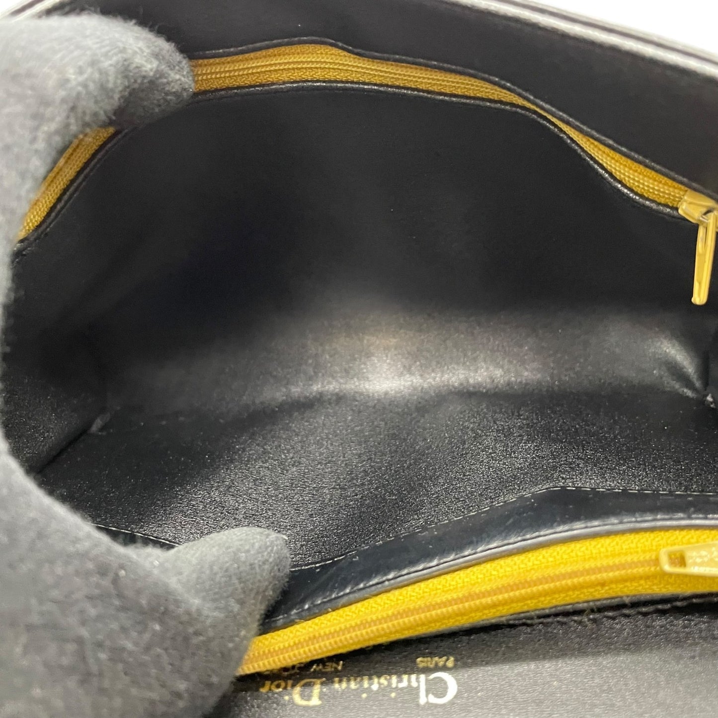 Christian Dior クリスチャンディオール ハンドバッグ ブラック レザー ゴールド金具 ロゴ トップハンドル フラップ フォーマル ヴィンテージ レディース B