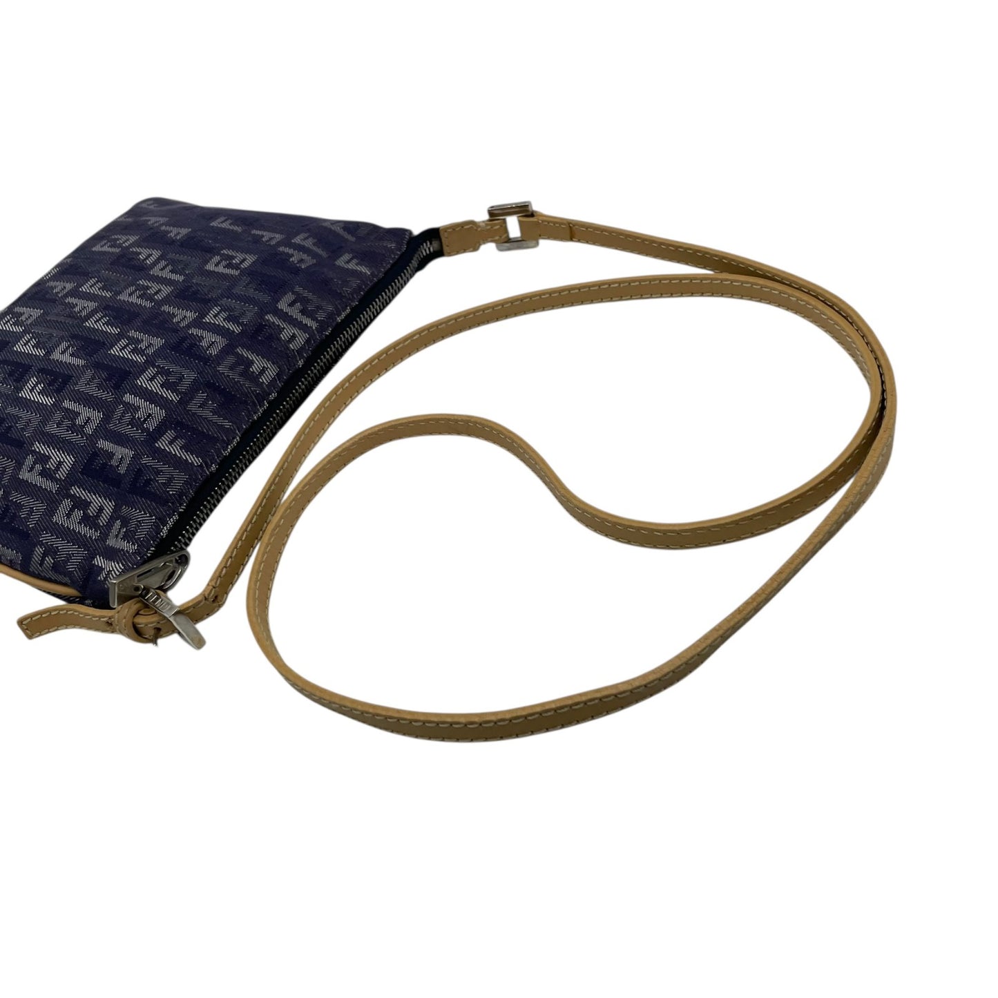 フェンディ Fendi ズッキーノ ショルダーバッグ ネイビー キャンバス レザー 斜め掛け ワンショルダー 00s c2