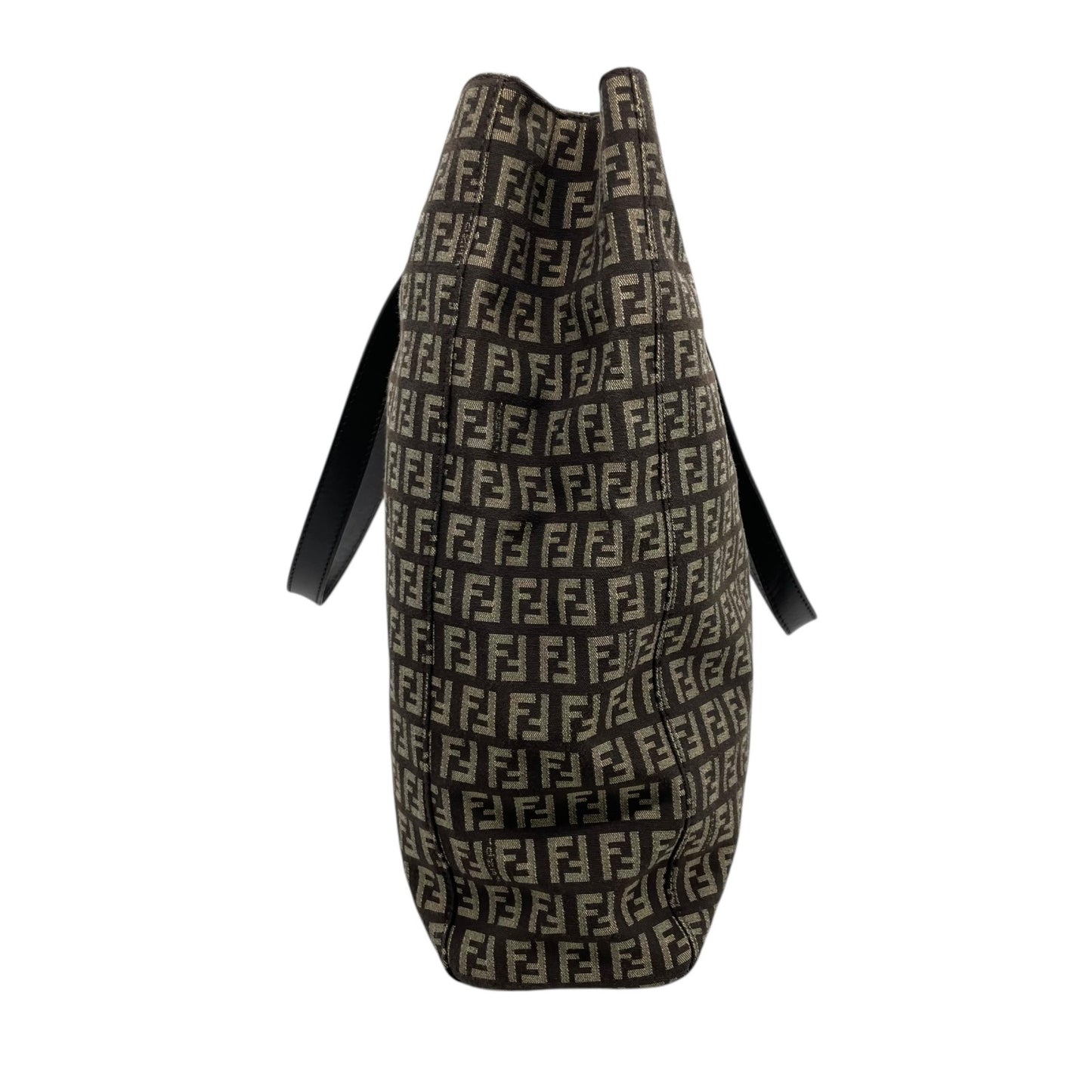 美品 フェンディ Fendi ズッキーノ トートバッグ ショルダーバッグ 大容量 FFロゴ キャンバス ブラウン レザーハンドル ビンテージ 通勤 通学 2000s
