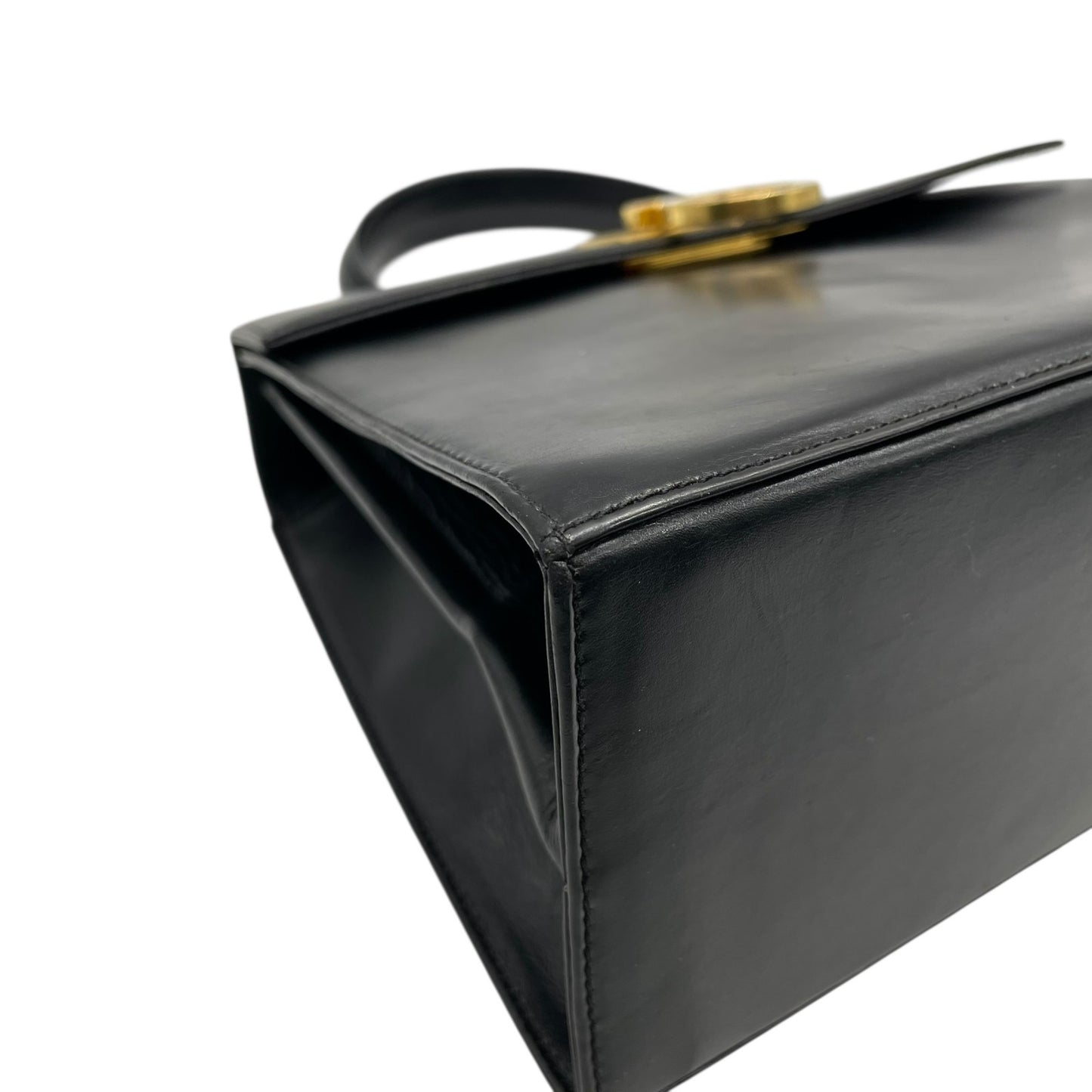 Salvatore Ferragamo フェラガモ ガンチーニ ハンドバッグ カーフレザー ブラック ゴールド金具 ヴィンテージ フォーマル A