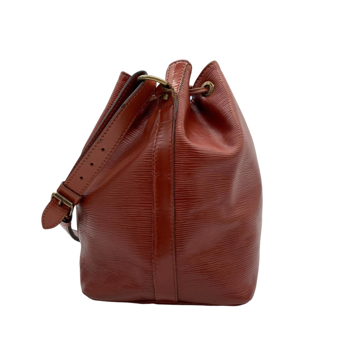 ルイヴィトン エピ プチノエ レディース ショルダーバッグ 巾着 レザー ブラウン ゴールド金具 ファスナーポケット F