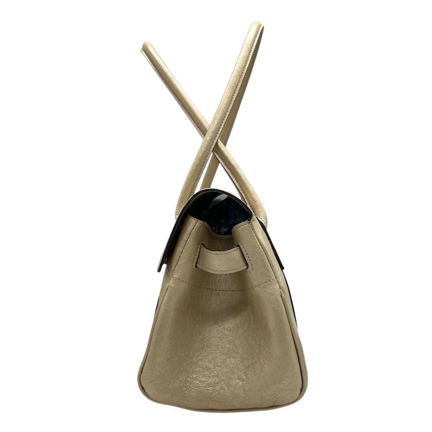 美品 マルベリー mulberry ベイズウォーター ハンドバッグ レザー 本革 ゴールドカラー ベージュ ゴールド金具 レディース フラップ ターンロック クラシック 通勤 通学 K12