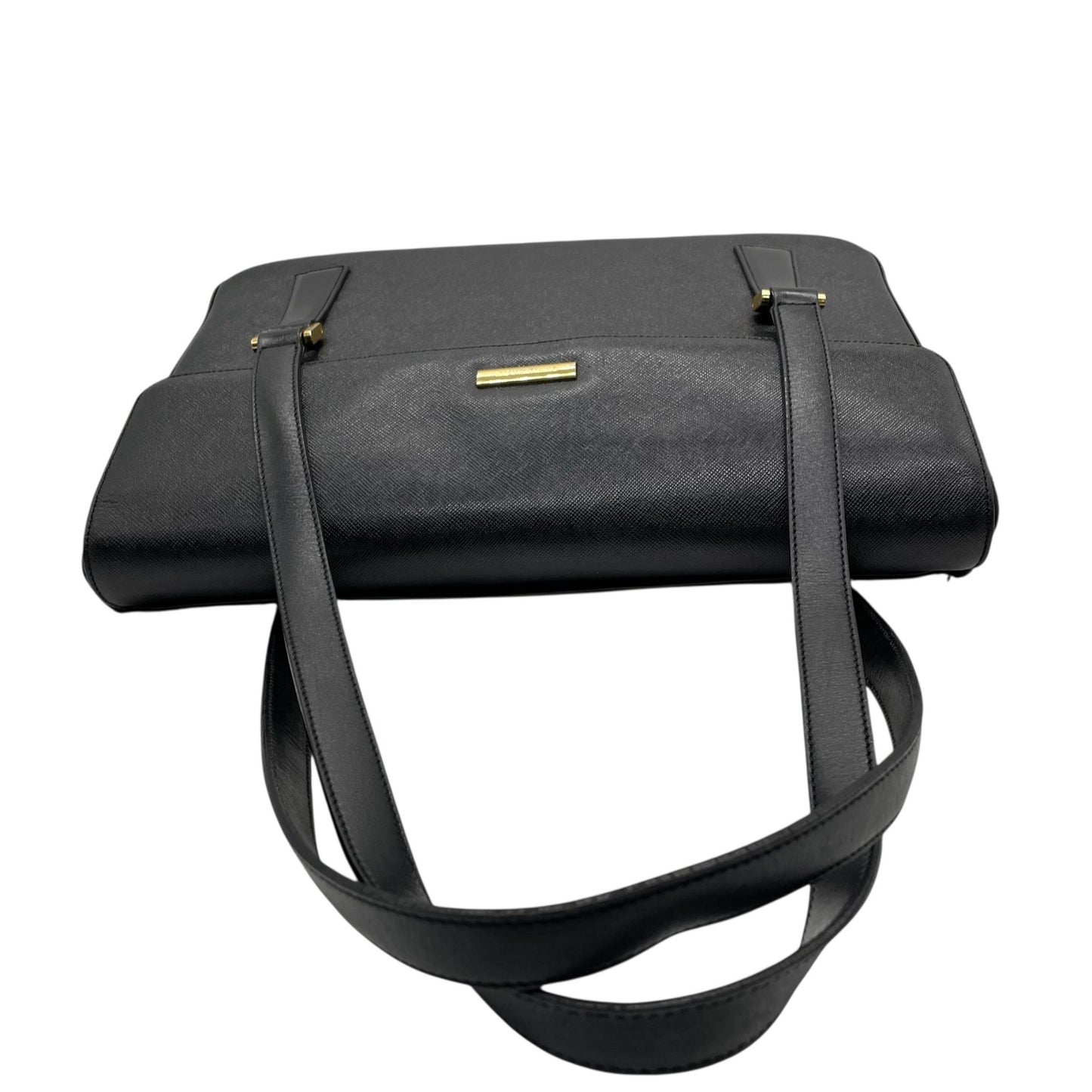 Authentic BURBERRY Handbag Tote Bag Black Leather Gold Hardware Logo Nova Check Women's Men's Shoulder Bag