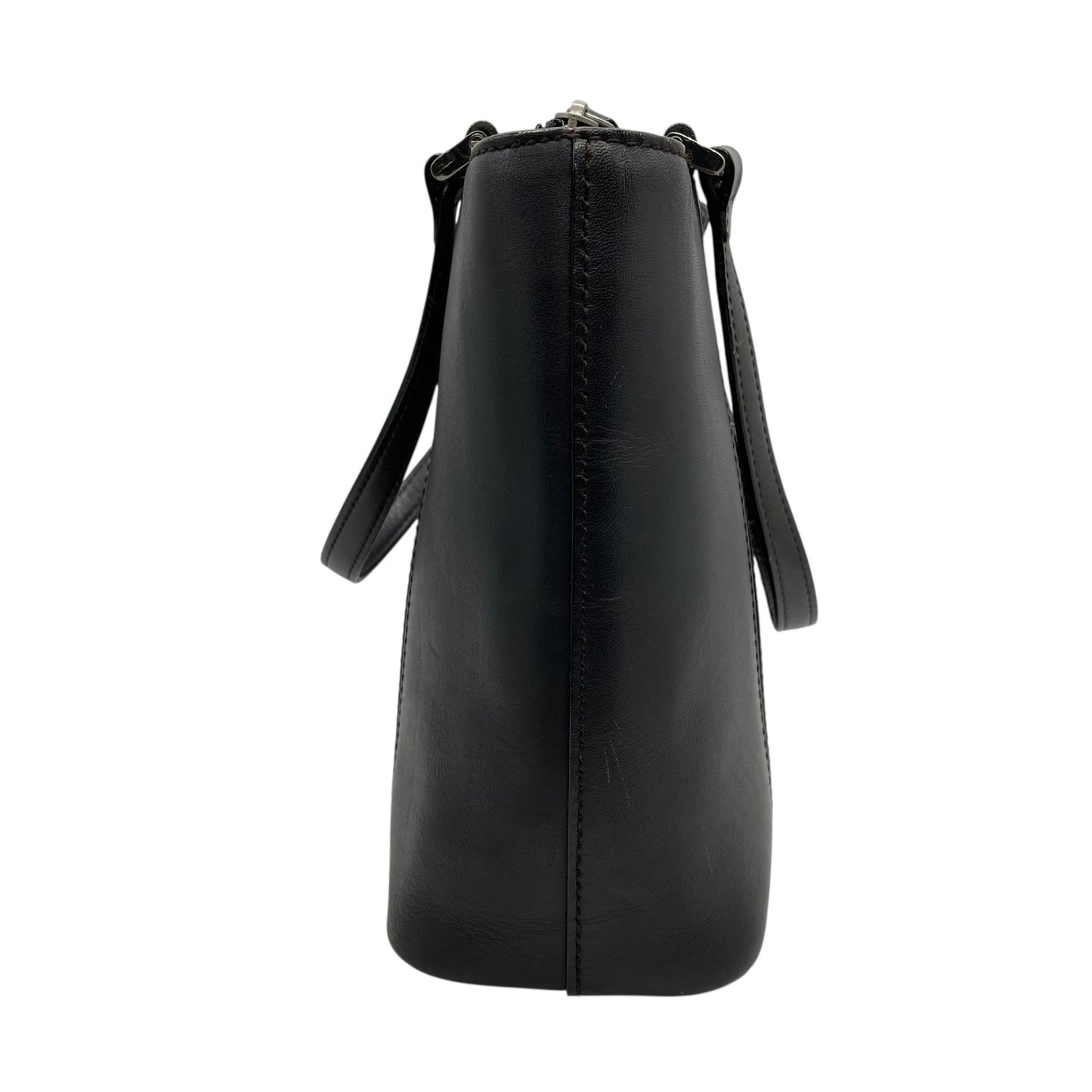 Authentic BURBERRY Handbag Leather Black Silver Hardware Logo Nova Check Women's