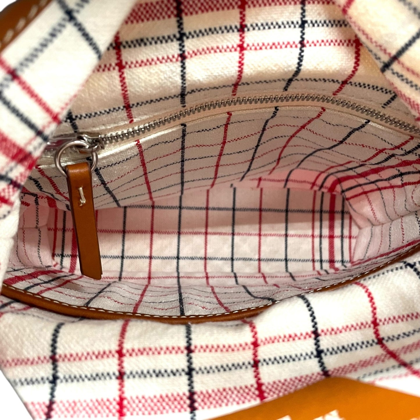 Excellent Authentic Maison Margiela 5AC 2WAY Handbag Mini Bag Red Leather Canvas Checkered SB3WG0009 Crossbody Padlock