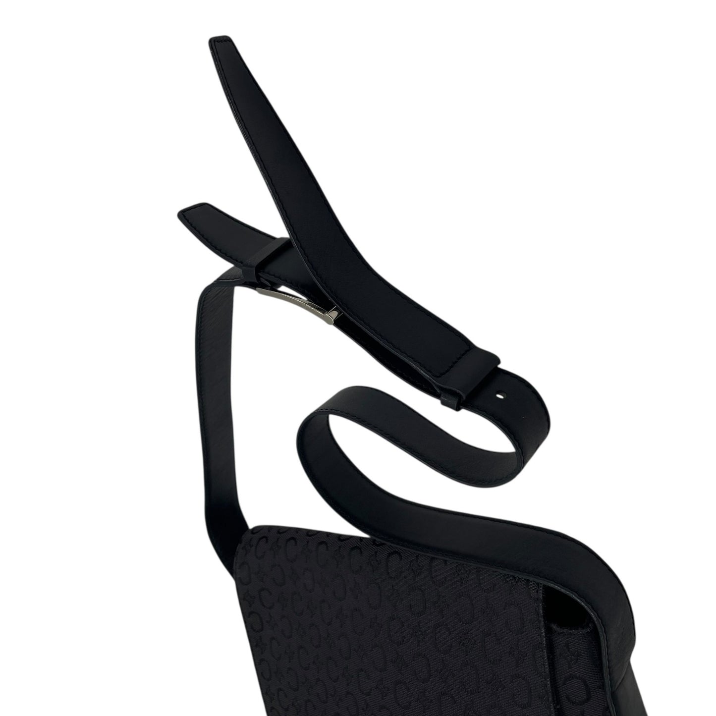 美品 CELINE セリーヌ Cマカダム ショルダーバッグ キャンバス レザー 黒 ブラック シルバー金具 メッセンジャーバッグ オールドセリーヌ メンズ レディース K11