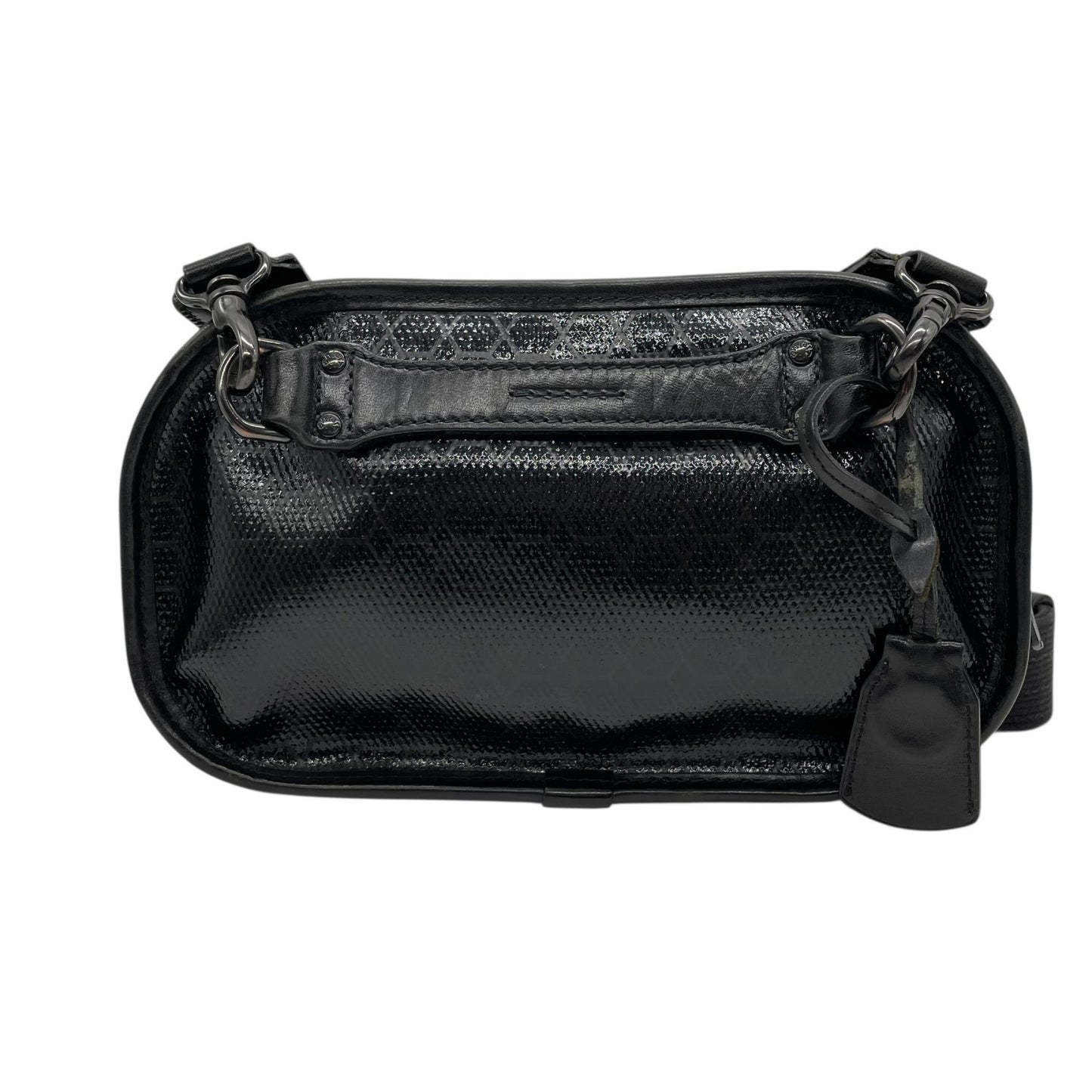 美品 aniary アニアリ ショルダーバッグ カメラバッグ 黒 ブラック パテントレザー ブラック金具 斜め掛け可 クロシェット メンズ レディース Q