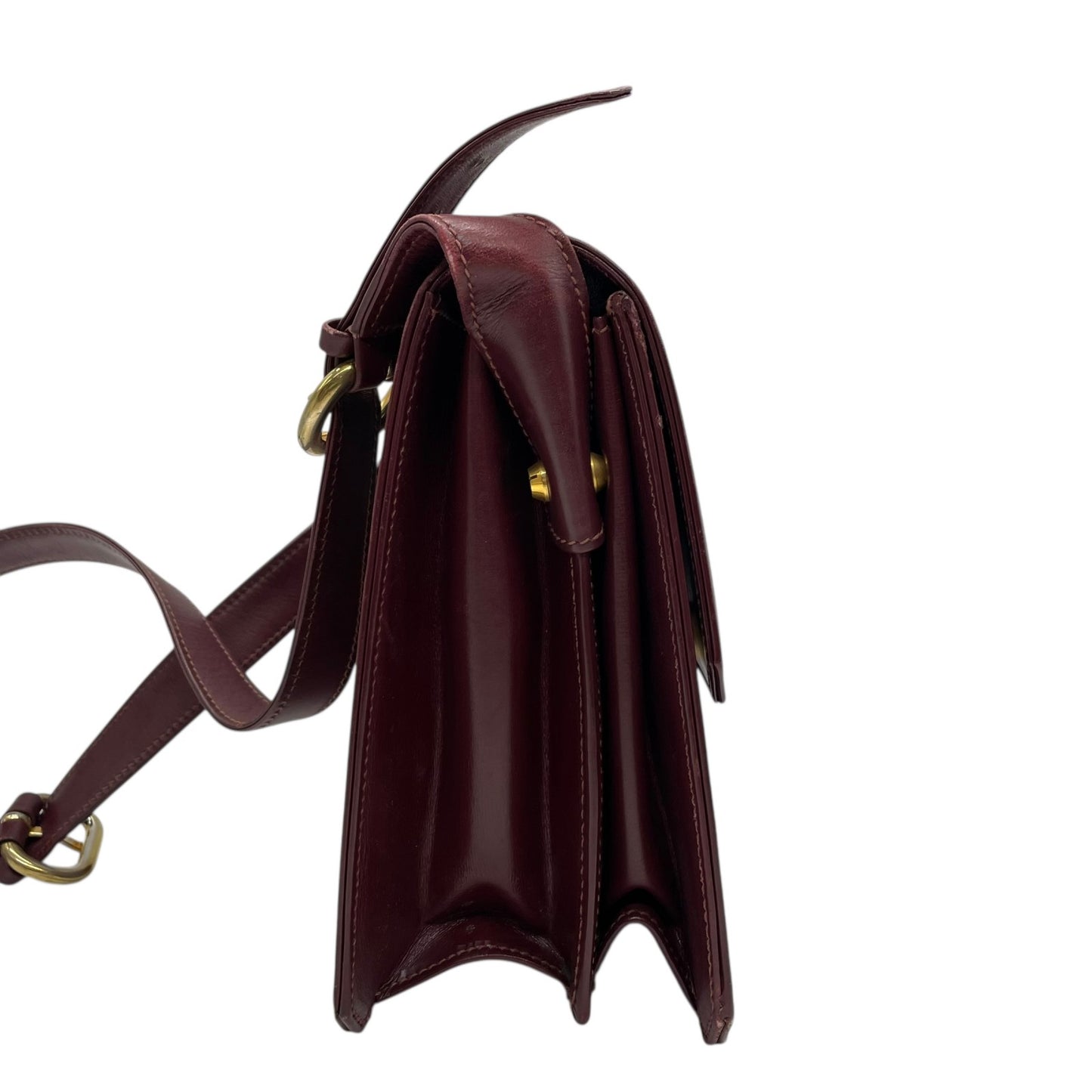 GUCCI グッチ ショルダーバッグ レザー 赤 ボルドー ワインレッド ゴールド金具 肩掛け可 斜め掛け可 ターンロック ヴィンテージ オールドグッチ レディース Z3