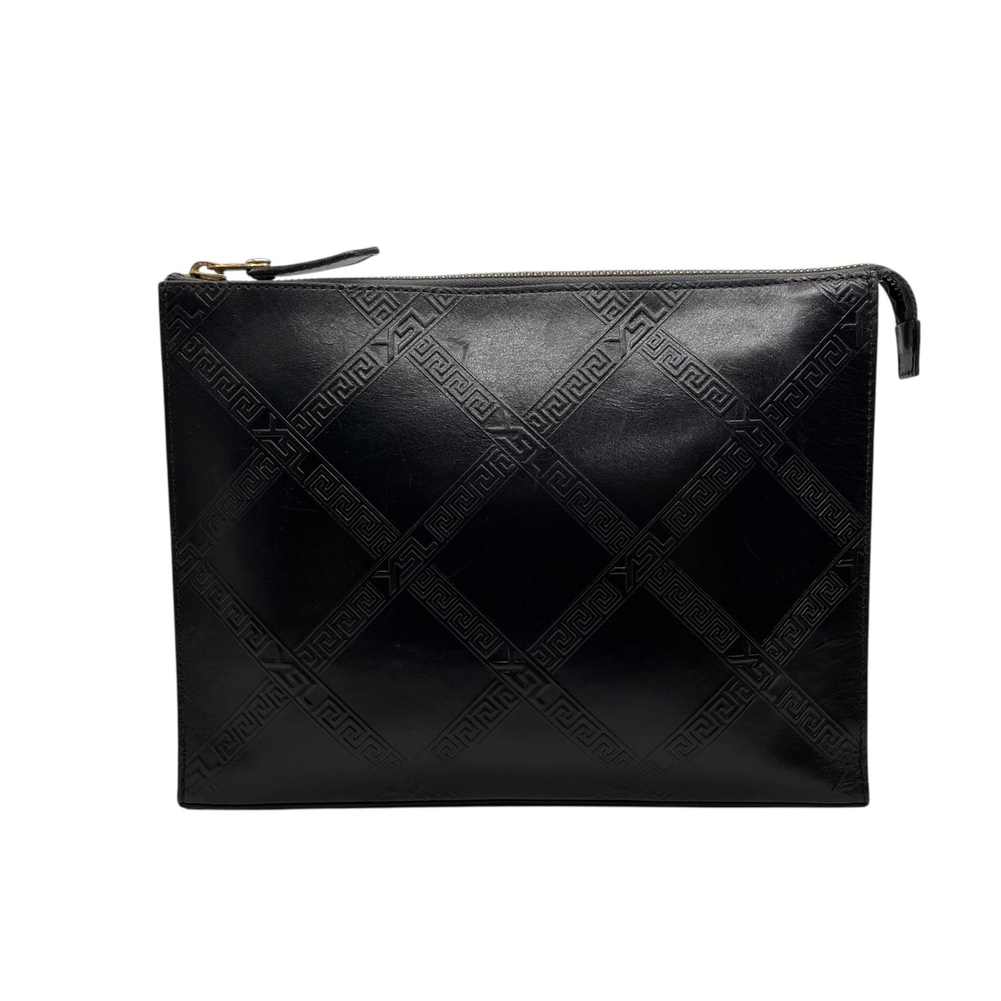 YVES SAINT LAURENT イヴサンローラン クラッチバッグ 黒 ブラック レザー ゴールド金具 ロゴ型押し ファスナー開閉 セカンドバッグ メンズ ヴィンテージ S97