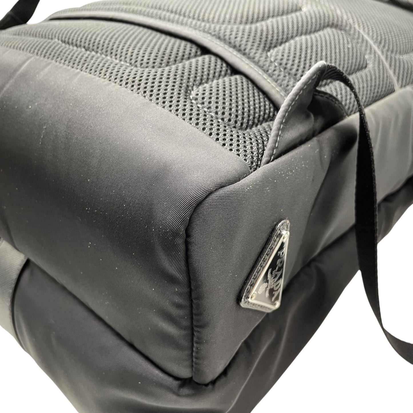 美品 PRADA プラダ リュックサック バッグパック リナイロン トライアングルロゴ 2VZ028 黒 NERO ブラック シルバー金具 メンズ C