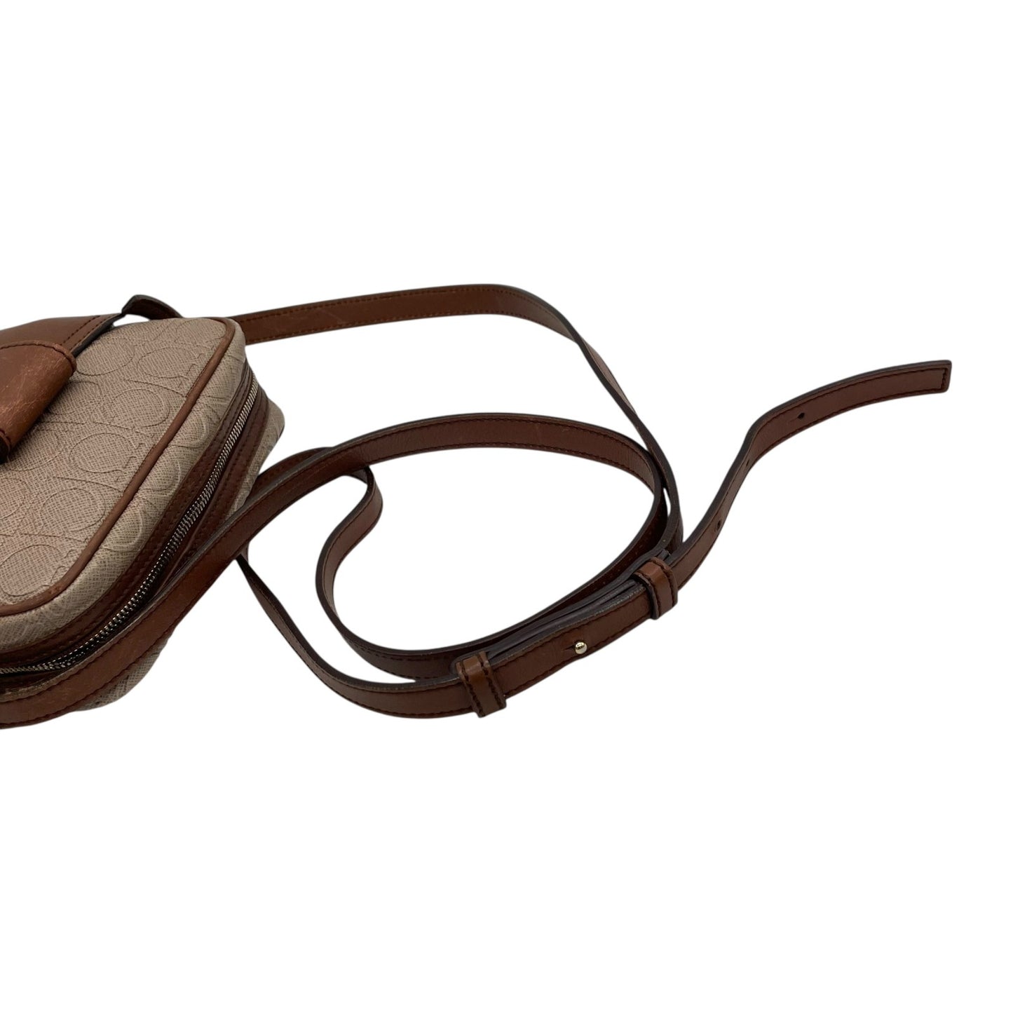 美品 Salvatore Ferragamo フェラガモ ガンチーニ ショルダーバッグ PVC レザー ベージュ ブラウン ゴールド金具 クロスボディ ポシェット 斜め掛け レディース K11