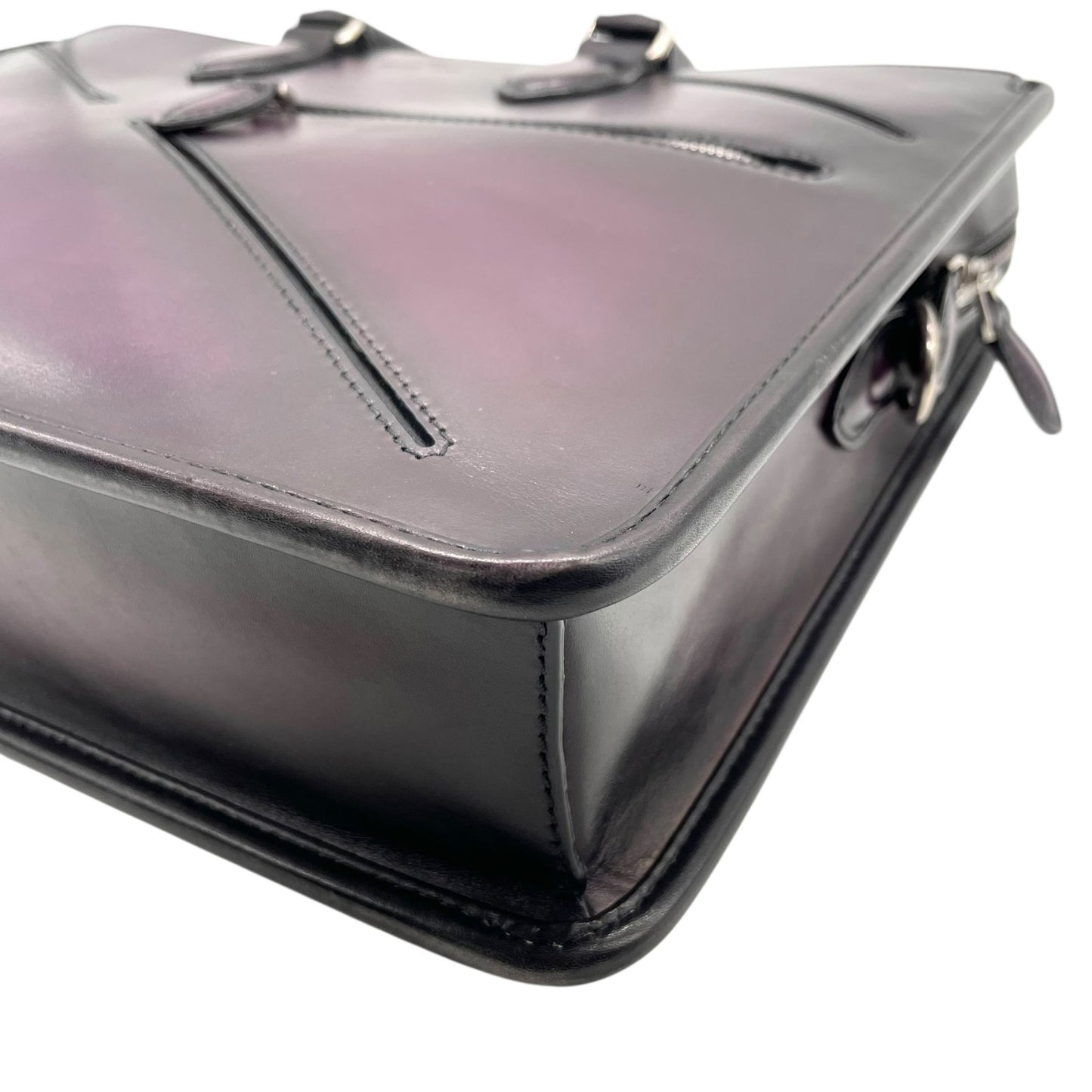 Authentic Berluti Un Jour Briefcase Purple Leather Slit Design Business Bag 2023 FW