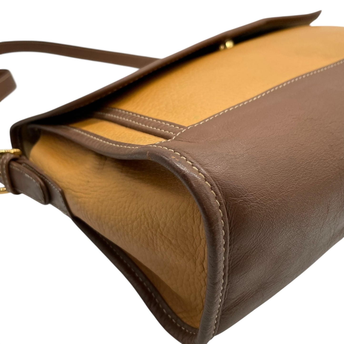 Authentic LOEWE Anagram Leather Shoulder Bag Camel Brown Embossed Logo Crossbody Vintage Archive Women