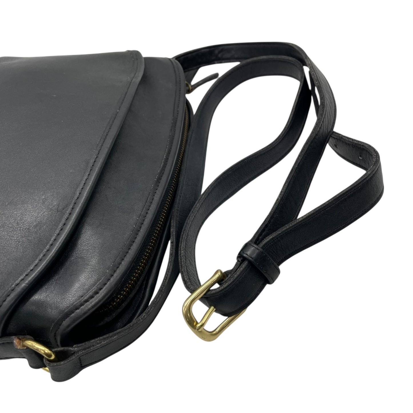 希少 COACH オールドコーチ ヴィンテージ ショルダーバッグ 黒 ブラック 本革 グラブタンレザー USA製 斜め掛け クロスボディ ゴールド金具 9976 レディース U10