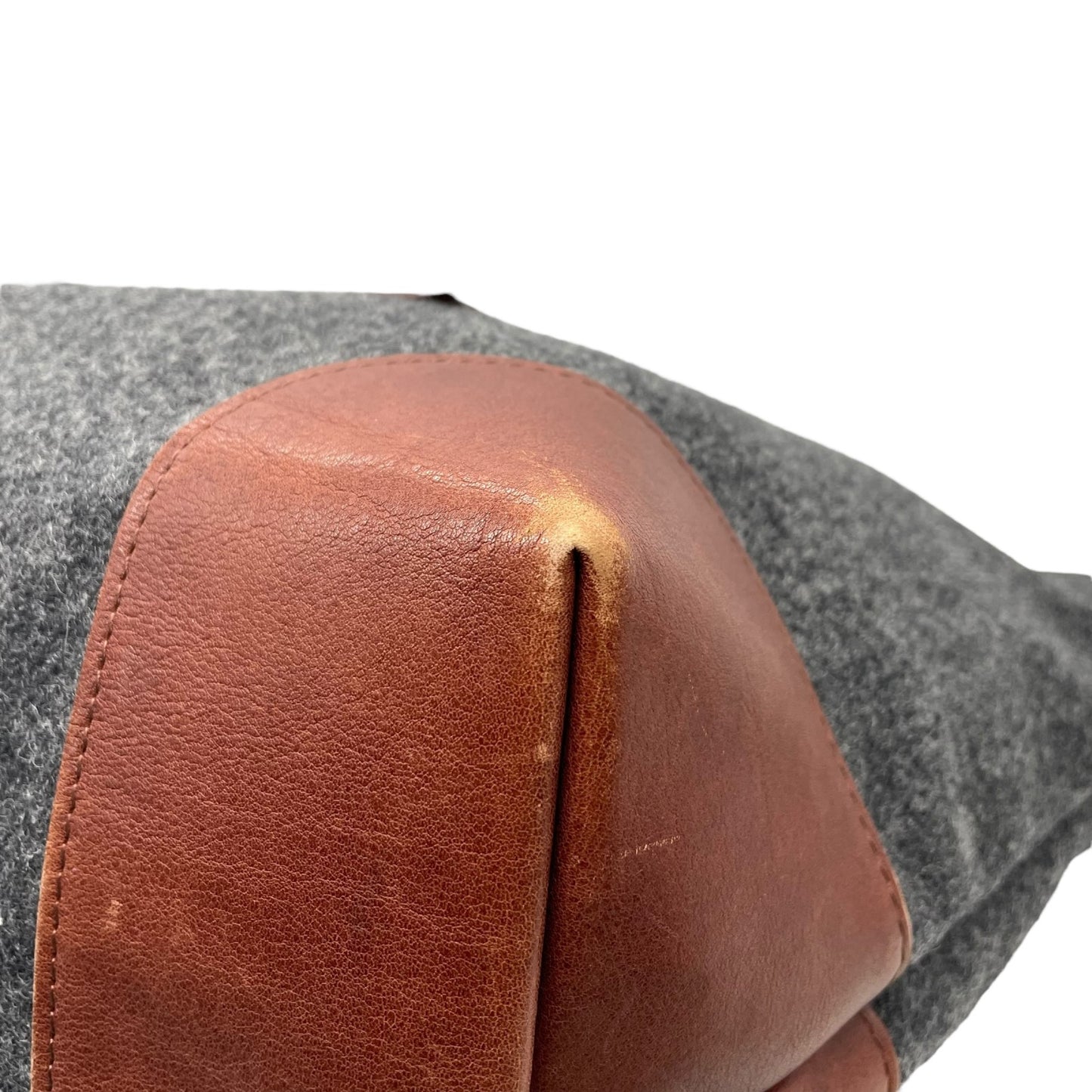 COMME des GARCONS HOMME コムデギャルソンオム トートバッグ グレー ブラウン ウール レザー シルバー金具 手提げ 肩掛け可 レディース U14