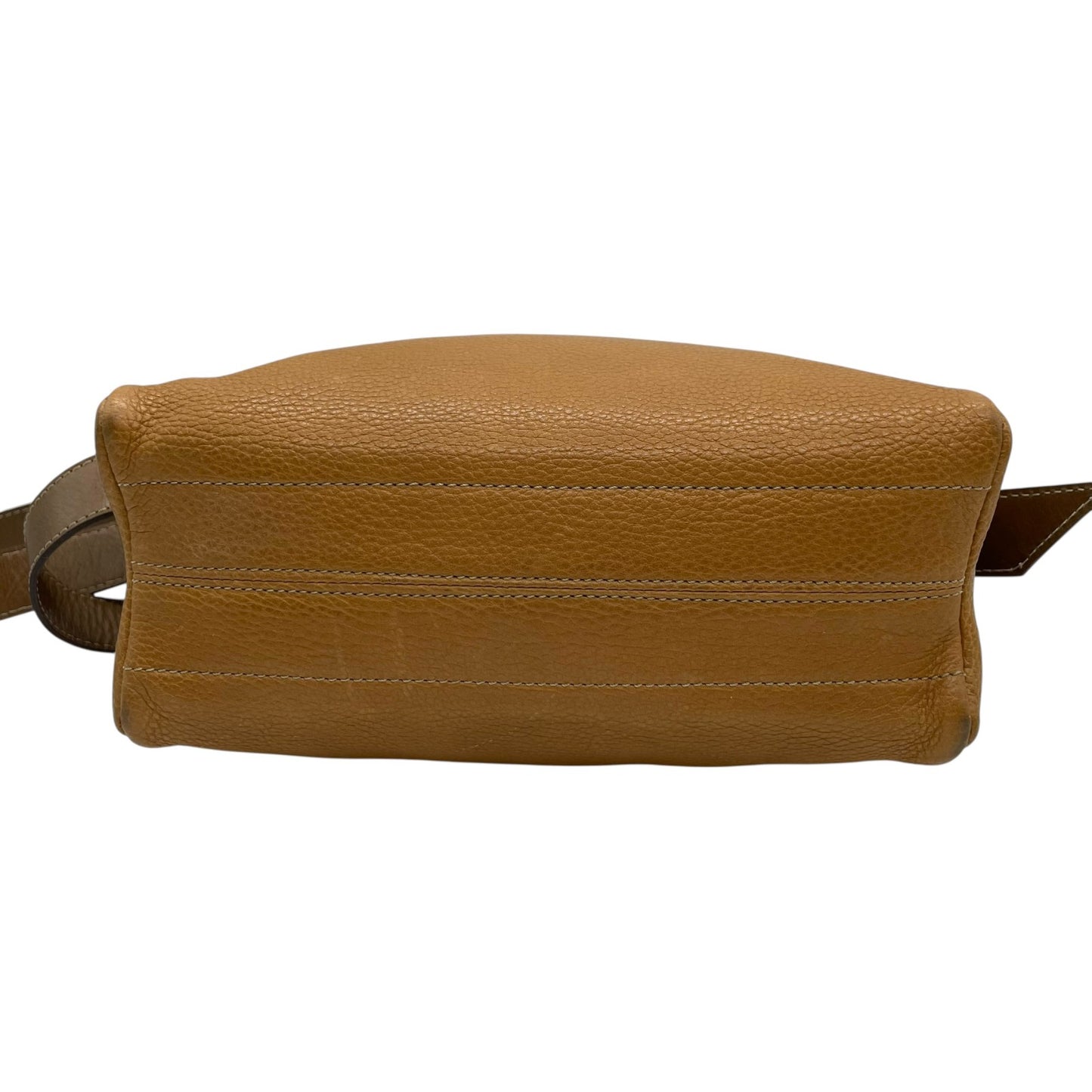 Authentic LOEWE Anagram Embossed Leather Shoulder Bag Camel Gold