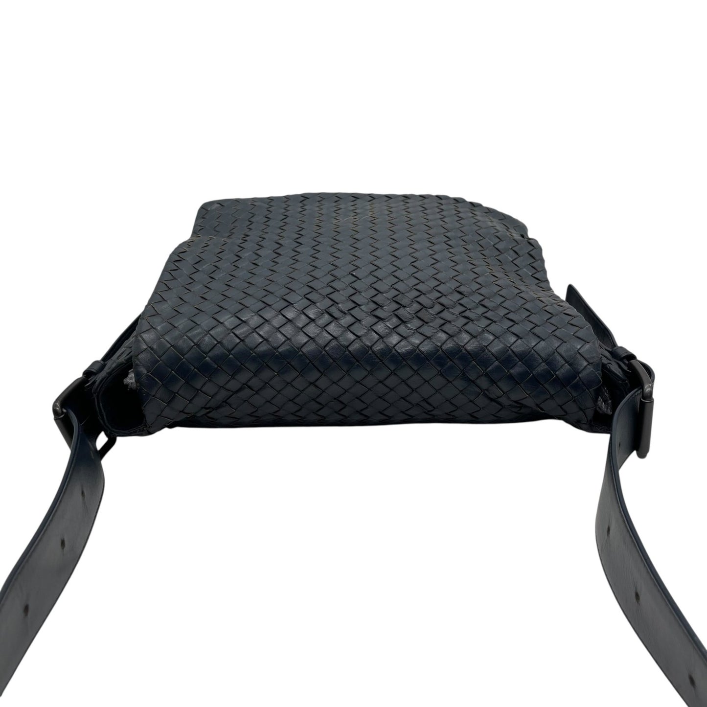 Authentic BOTTEGA VENETA Intrecciato Leather Shoulder Messenger Bag Navy Unisex
