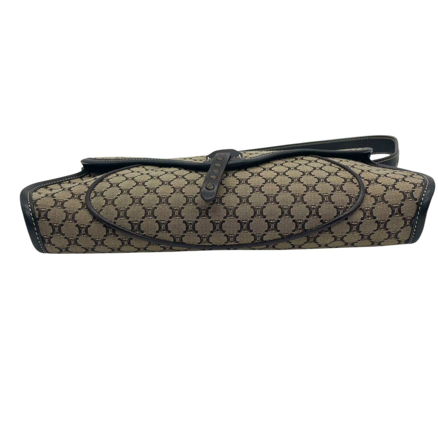 美品 CELINE セリーヌ マカダム トリオンフ ショルダーバッグ キャンバス×レザー ベージュ×ブラウン レディース ヴィンテージ 正規品 K9