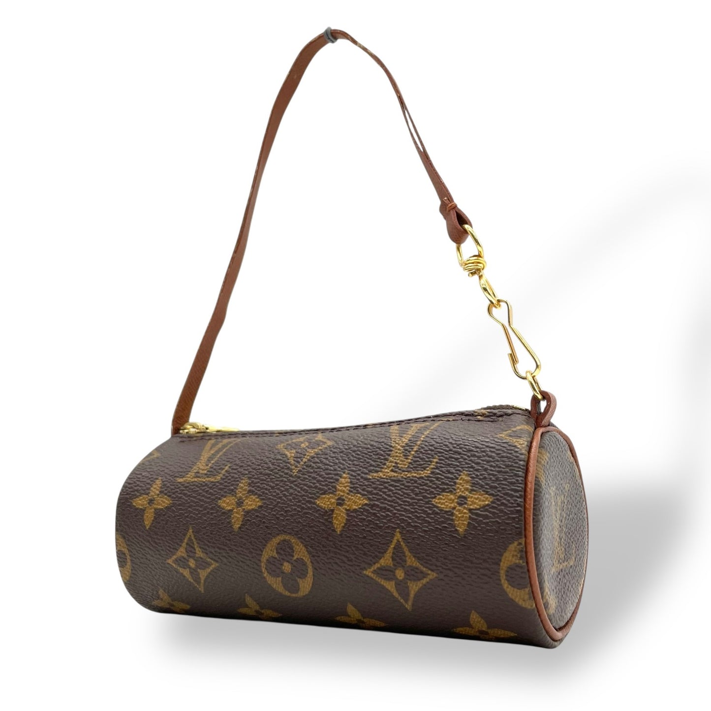 美品 ルイヴィトン モノグラム パピヨン用 ミニポーチ モノグラムキャンバス×レザー ゴールド金具 正規品 D2