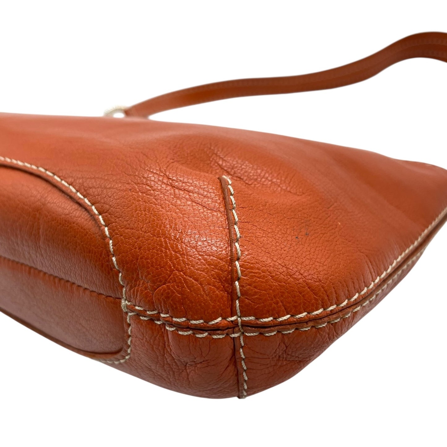 CELINE セリーヌ ショルダーバッグ ワンショルダー ベルトデザイン オレンジ ヴィンテージ シルバー金具 本革 レザー K6