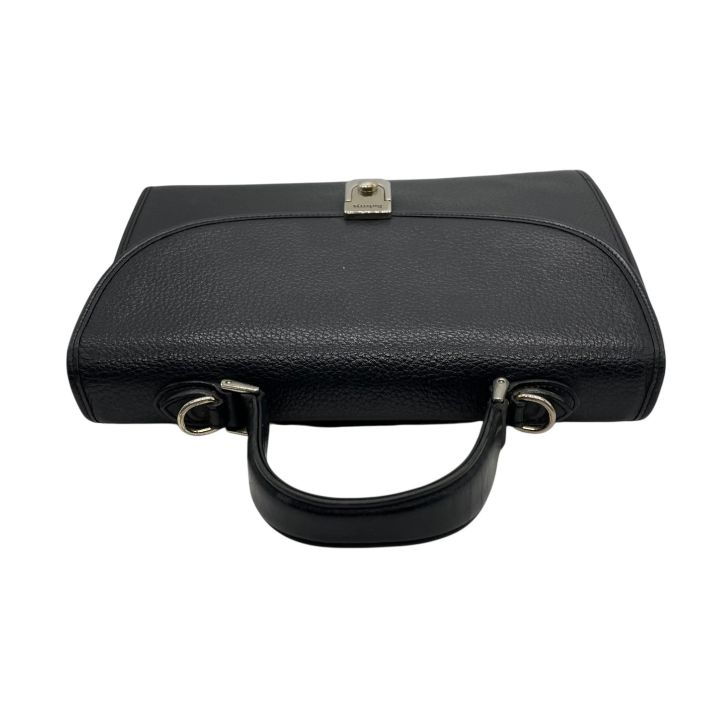 美品 BURBERRYS バーバリーズ フォーマル 2WAY ハンドバッグ ショルダーバッグ シボ革 レザー ブラック シルバー金具 ノバチェック シャドーホース ヴィンテージ C5