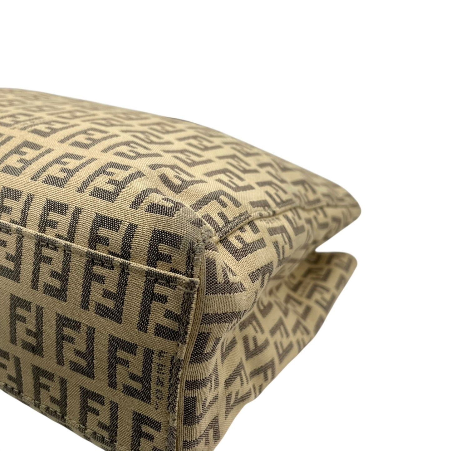 美品 FENDI フェンディ ズッキーノ ハンドバッグ ミニトート ベージュ ブラック キャンバス レザー シルバー金具 FF柄 ズッカ柄 レディース ヴィンテージ B3