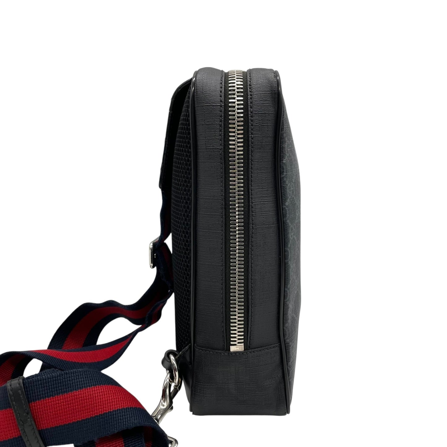 GUCCI グッチ GGスプリーム ボディバッグ ショルダーバッグ ウエストバッグ 黒 ブラック ネイビー PVC レザー GG柄 シルバー金具 478325 メンズ Z1