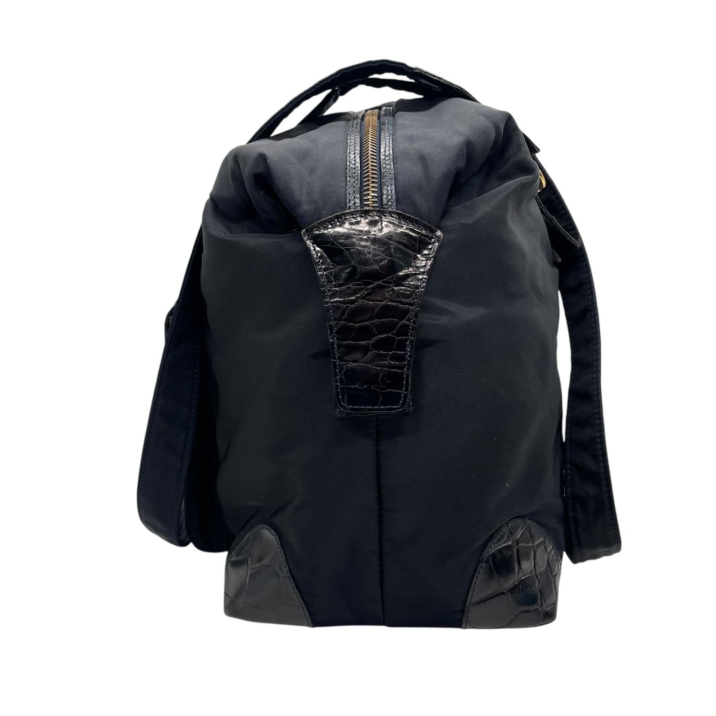 美品 GIANNNI VERSACE ジャンニヴェルサーチェ ショルダーバッグ ボストンバッグ メデューサ ブラック 黒 ナイロン×エンボスレザー ゴールド金具 ユニセックス A4