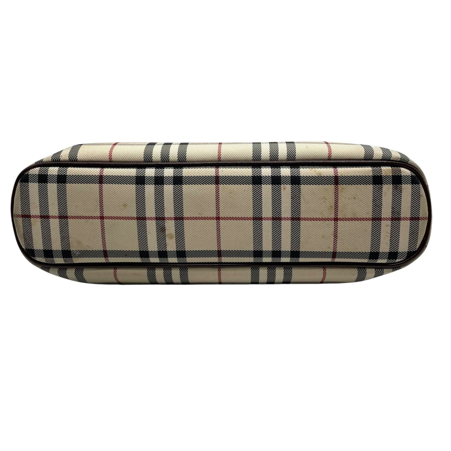 Burberry バーバリー トートバッグ ハンドバッグ ノバチェック キャンバス×レザー メタルロゴプレート ベージュ×ブラウン ユニセックス K8