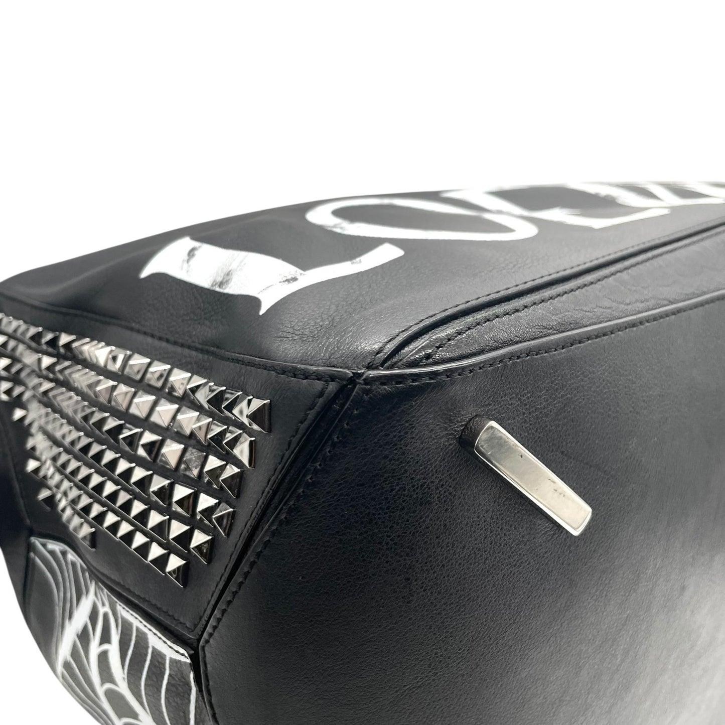 限定品 希少 極美品 LOEWE ロエベ パズルバッグ ラージ ミニボストン スタッズ アナグラム ロゴ チェーン ブラック 黒 マルチカラー メンズ レディース D