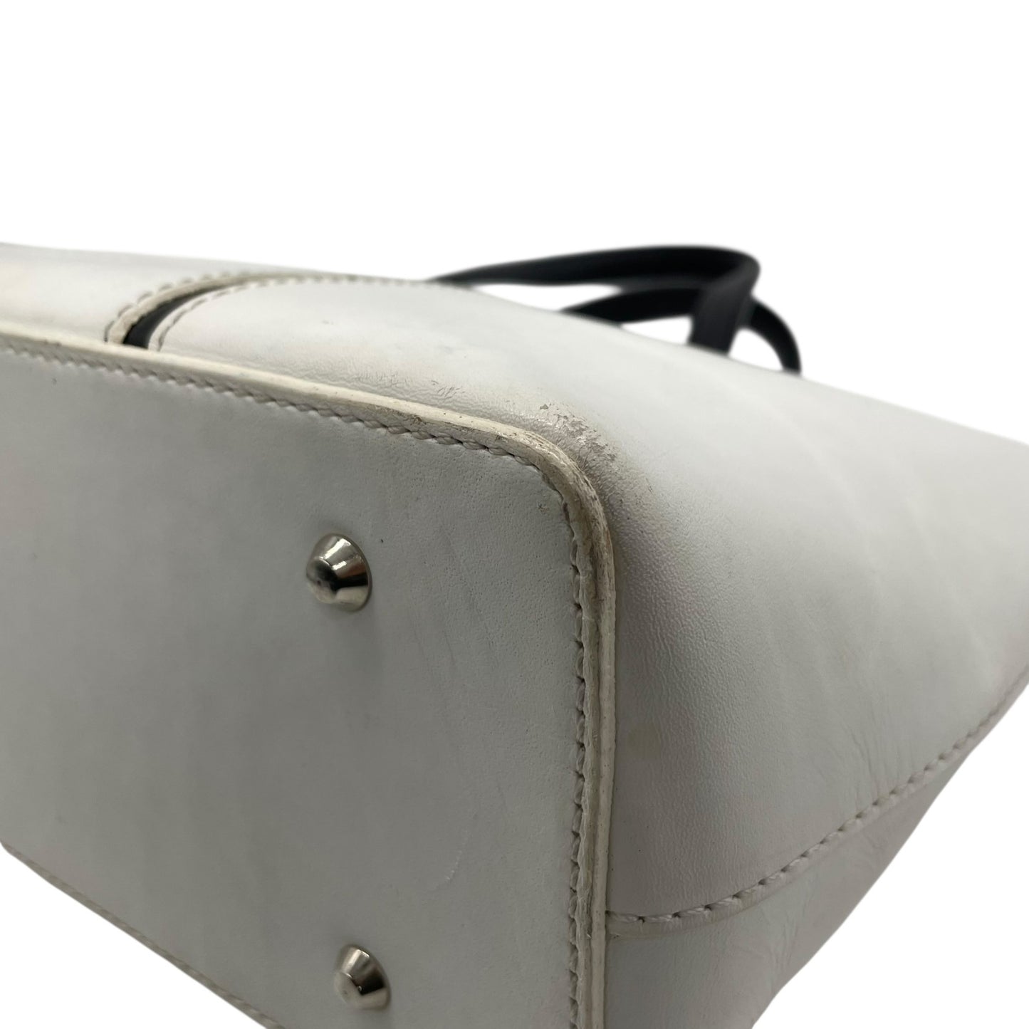 BURBERRY バーバリー ハンドバッグ 白 ホワイト 黒 ブラック レザー シルバー金具 ロゴ 横長 Y2K ノバチェック レディース C2