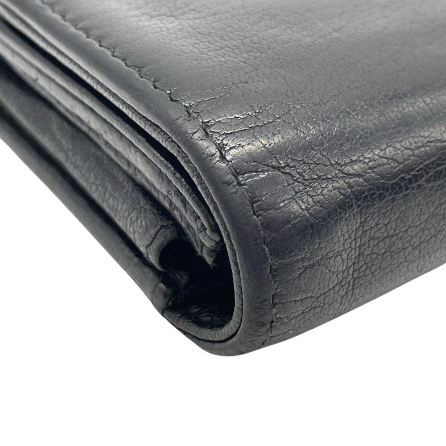 CHANEL シャネル ココマーク ラッキーフラワー クローバー 二つ折り 長財布 レザー 黒 ブラック フラワープリント レディース ヴィンテージ W5